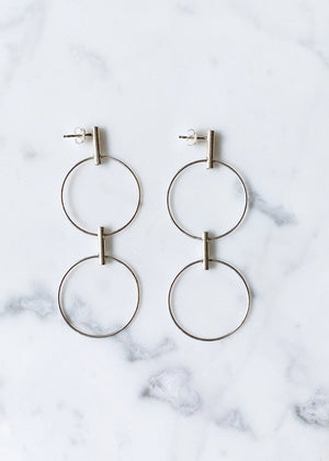 S. Tector Metals Double Pendulum Sterling Earrings