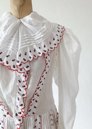 Antique Edwardian Embroidered Puff Sleeve Shirt