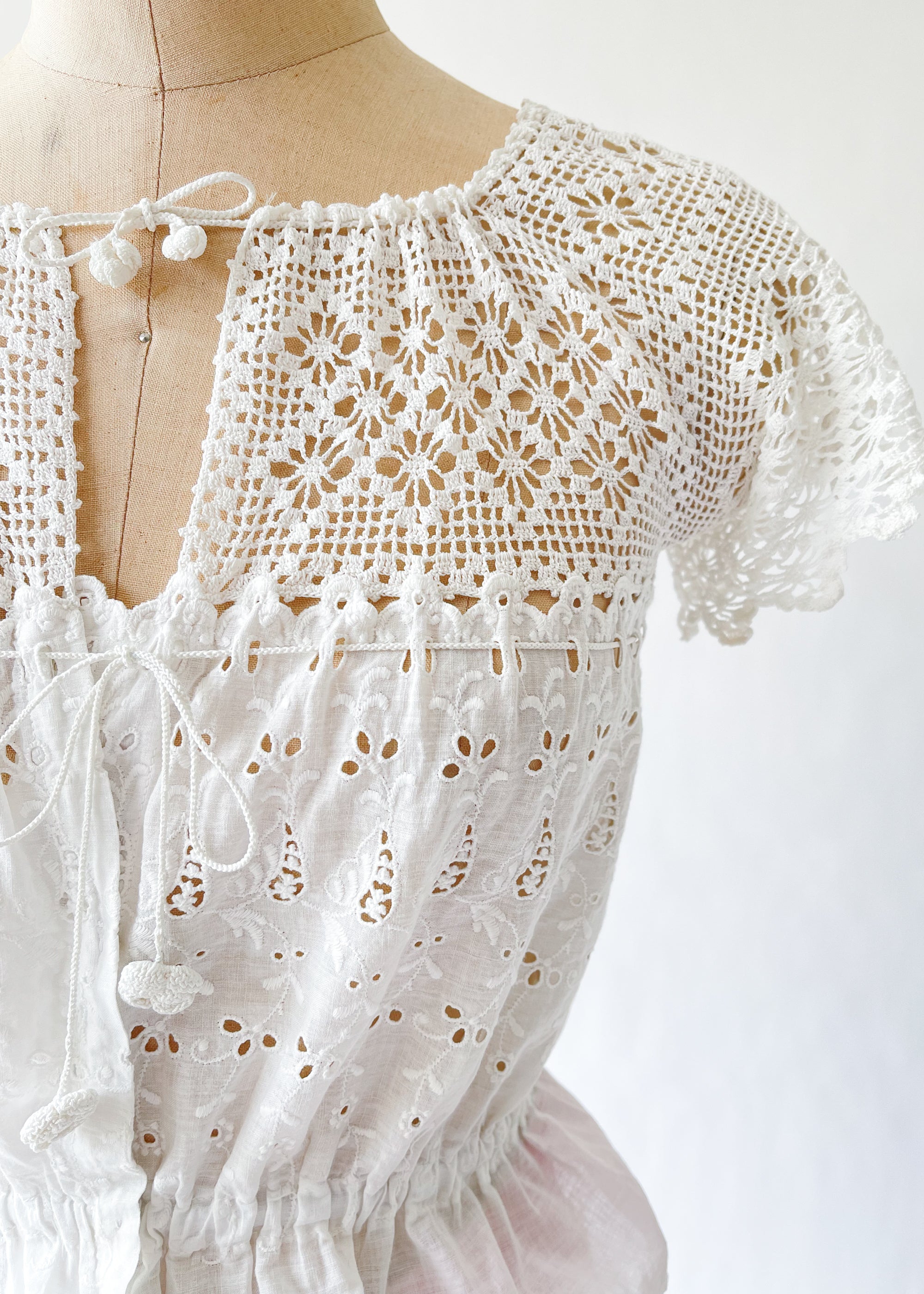 Vintage Cotton and Lace Summer Top