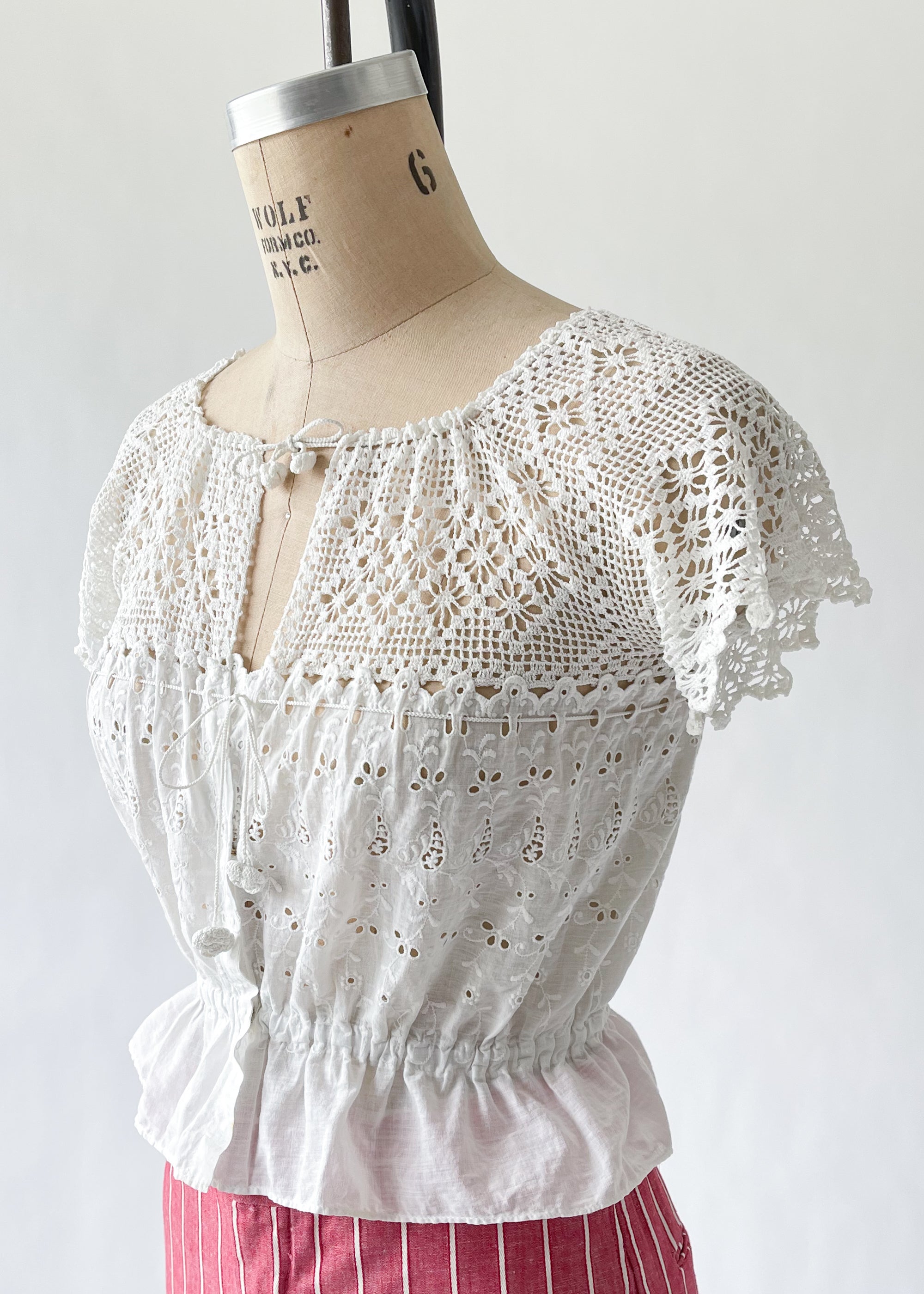 Vintage Cotton and Lace Summer Top