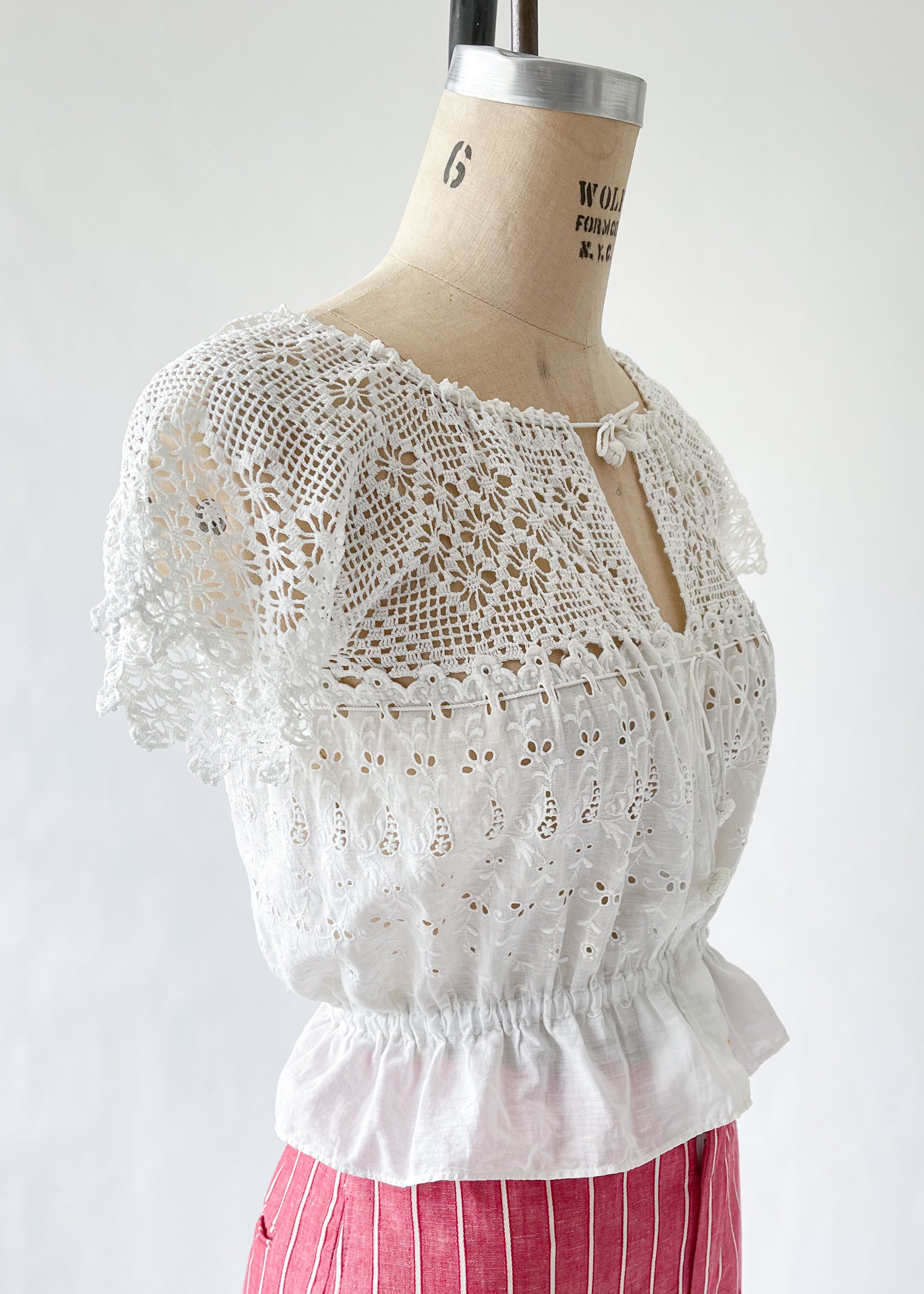 Vintage Cotton and Lace Summer Top