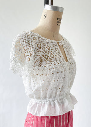 Vintage Cotton and Lace Summer Top