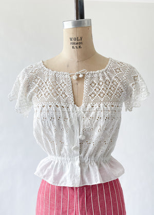 Vintage Cotton and Lace Summer Top