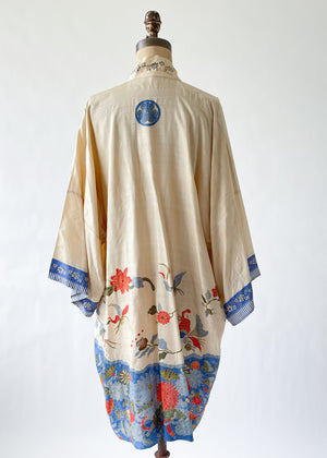 Vintage 1920s Pongee Silk Robe - Raleigh Vintage