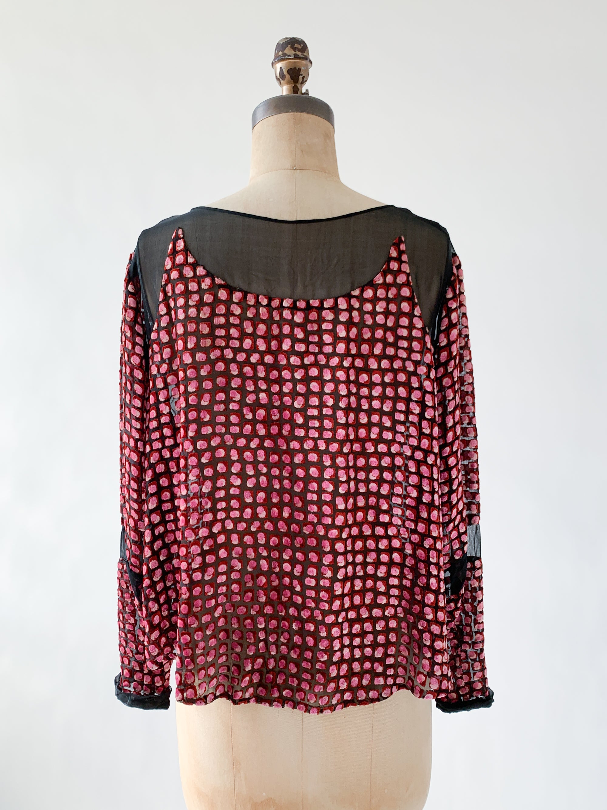 Vintage 1920s Burn Out Velvet and Silk Top