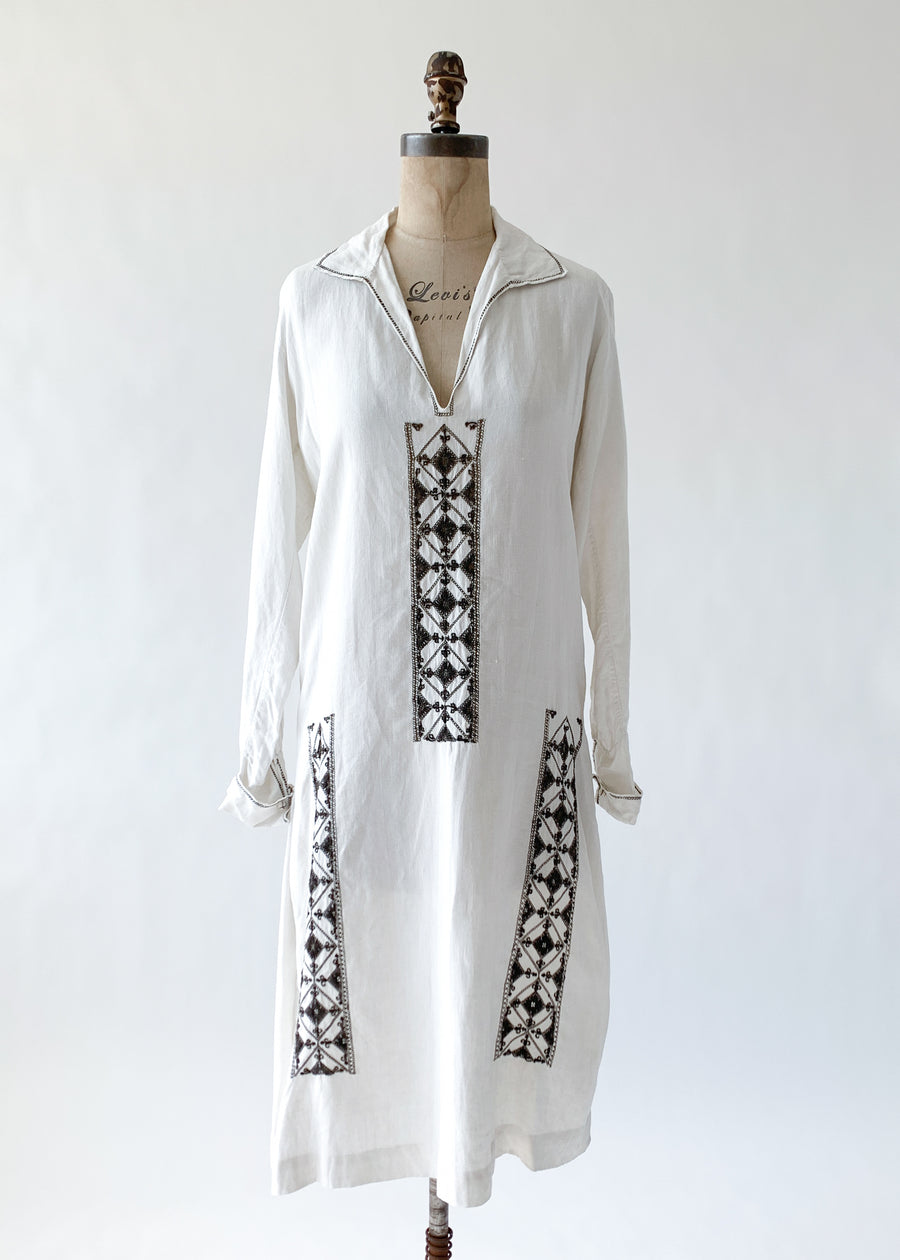 Vintage 1920s Arts and Crafts Linen Dress