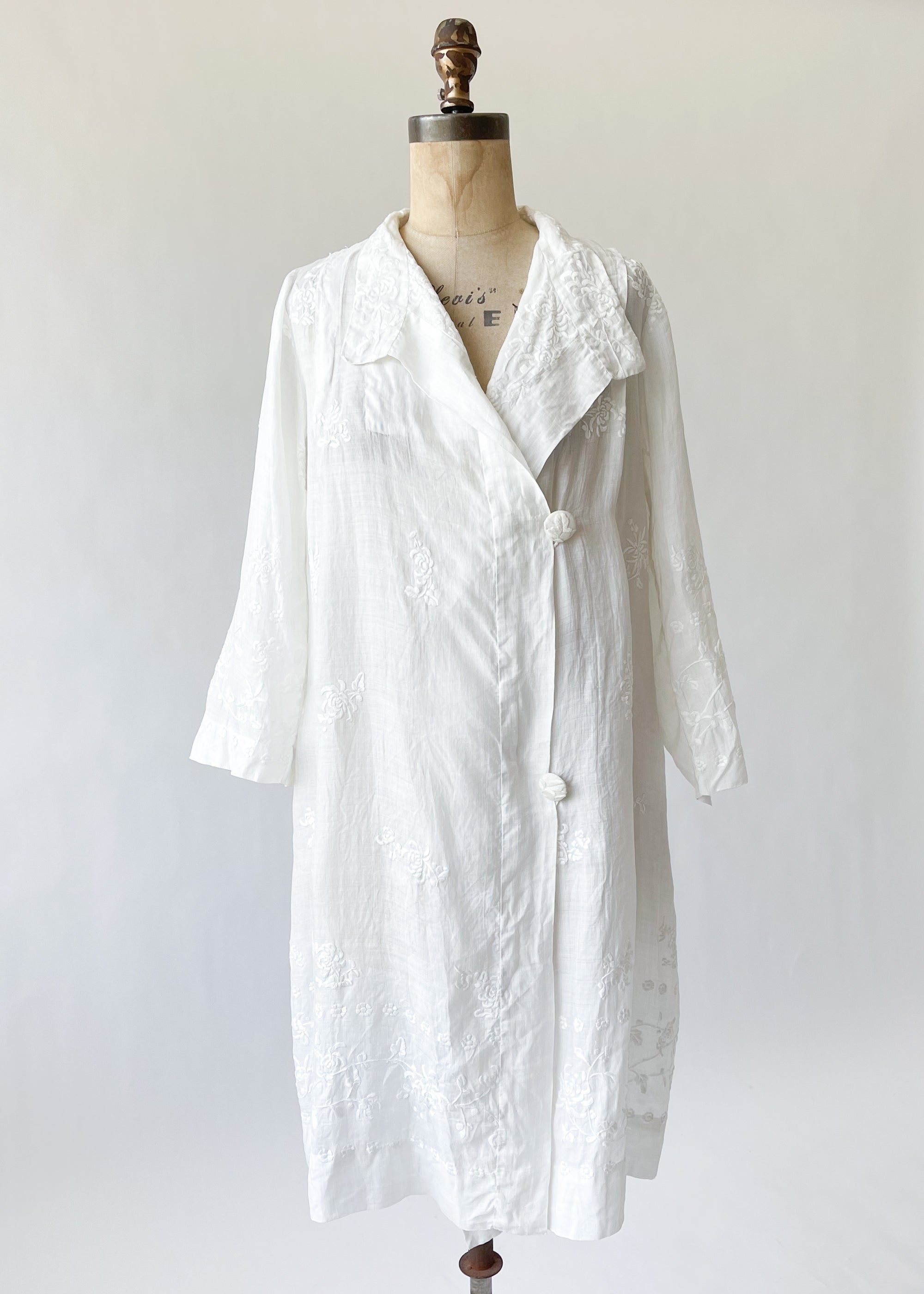 Vintage 1920s Embroidered Organdy Summer Coat