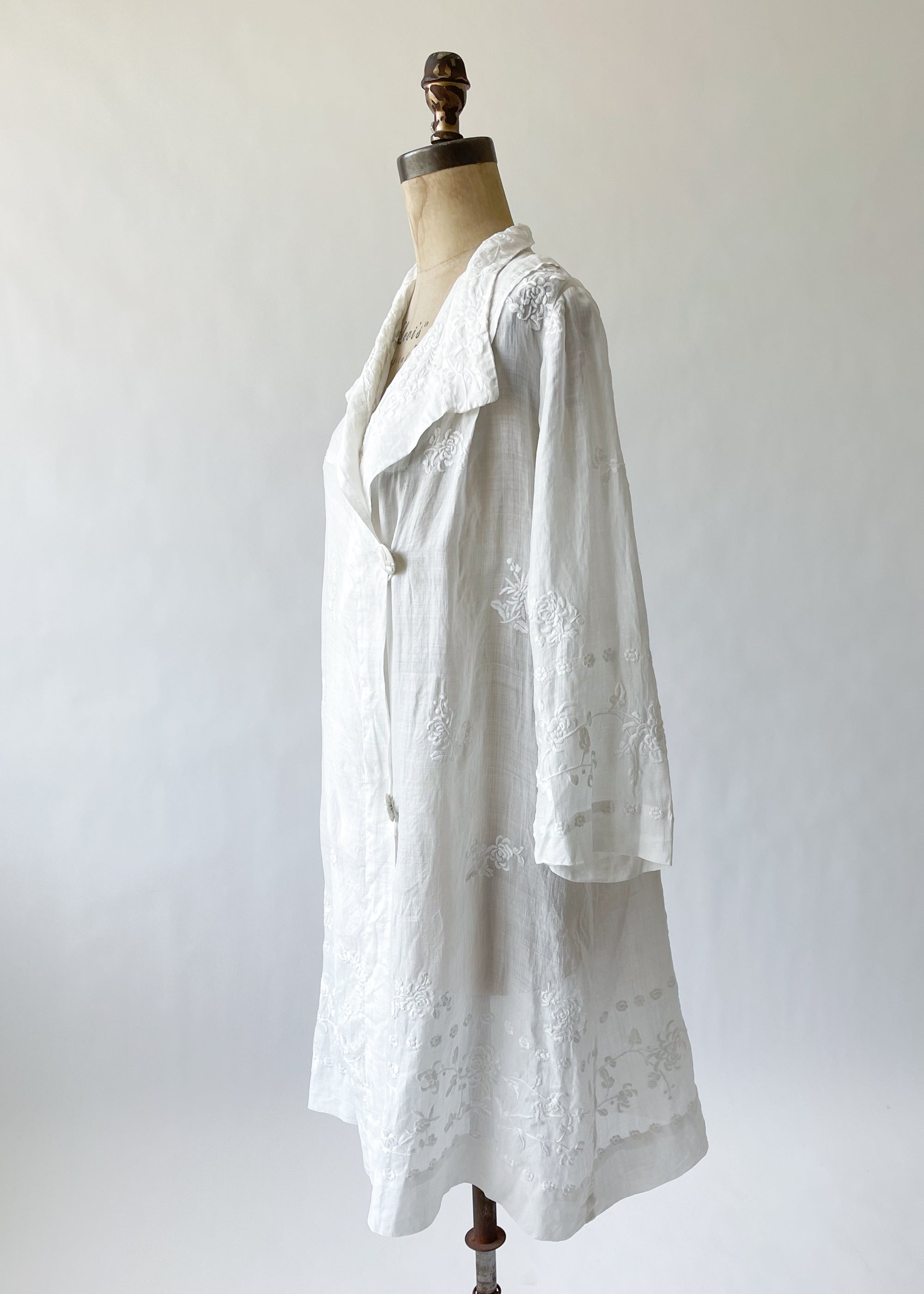 Vintage 1920s Embroidered Organdy Summer Coat