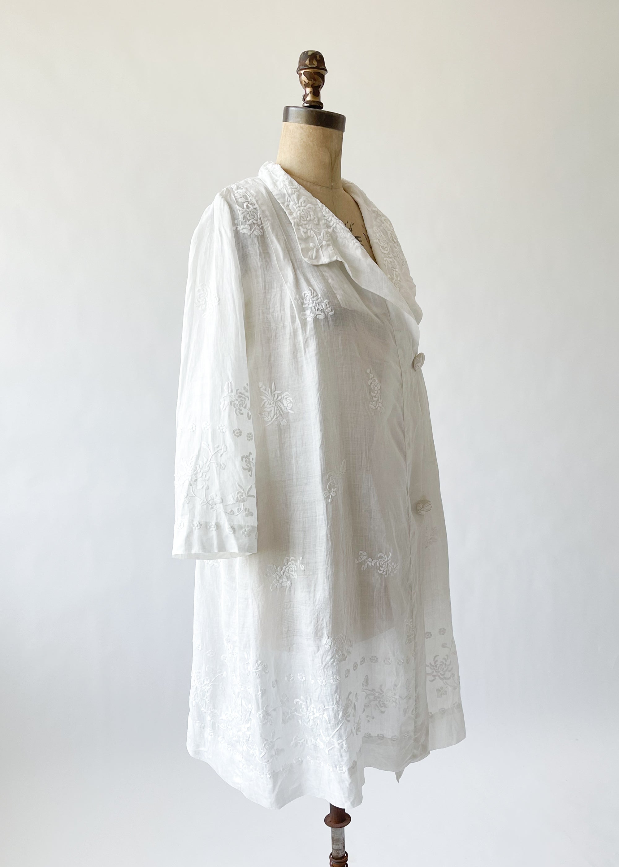 Vintage 1920s Embroidered Organdy Summer Coat