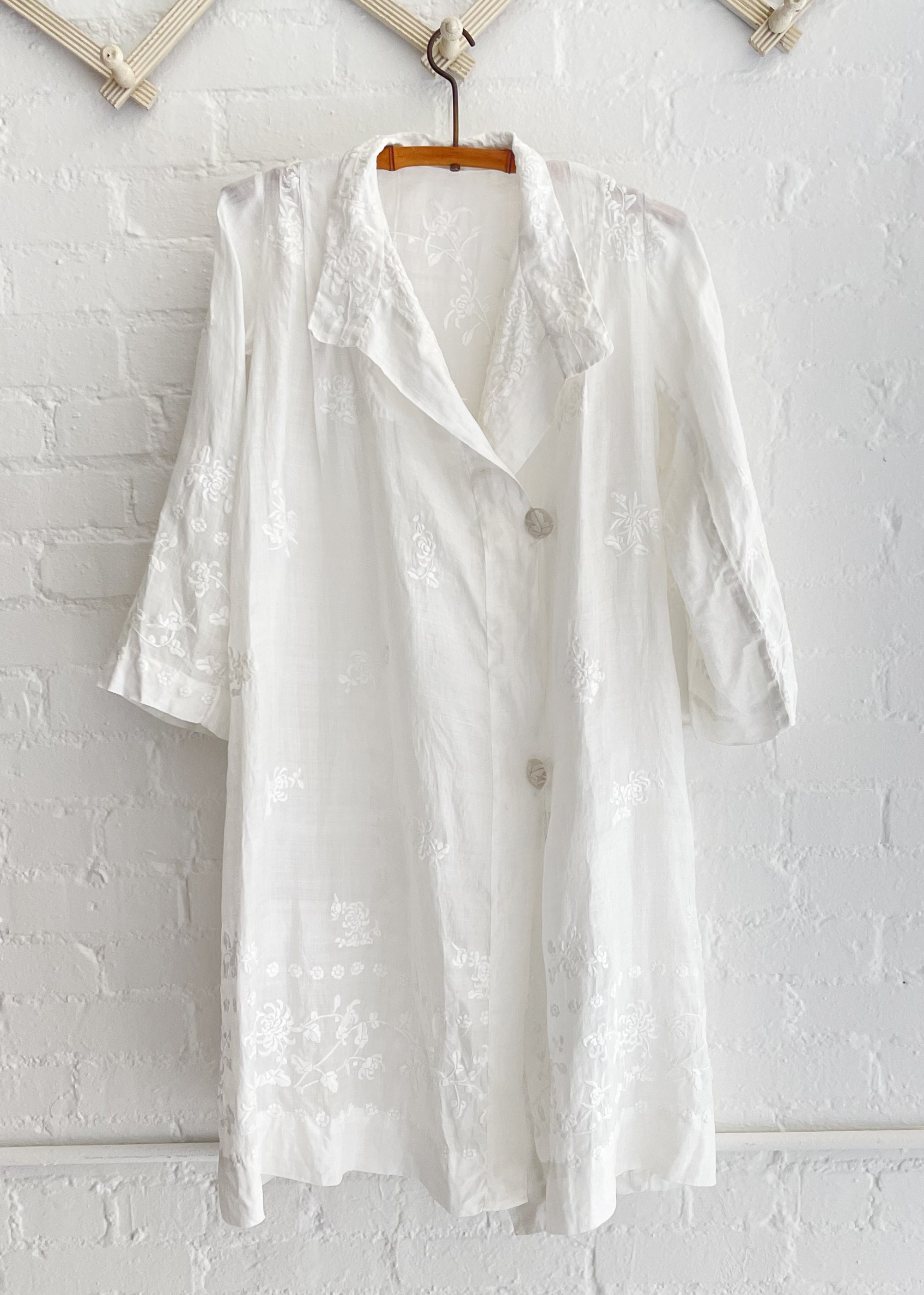 Vintage 1920s Embroidered Organdy Summer Coat