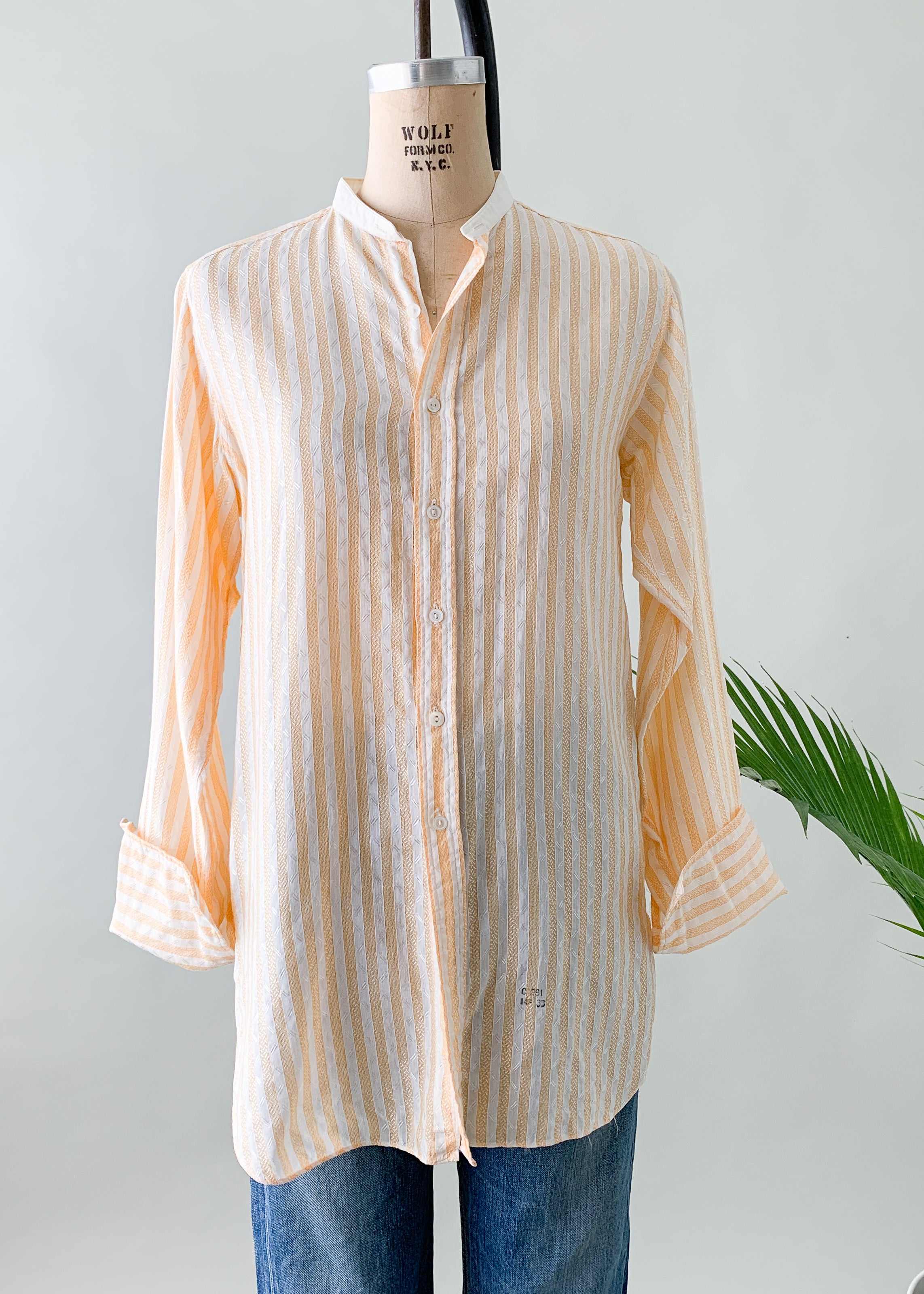 Vintage 1920s Peach Stripe Menswear Shirt