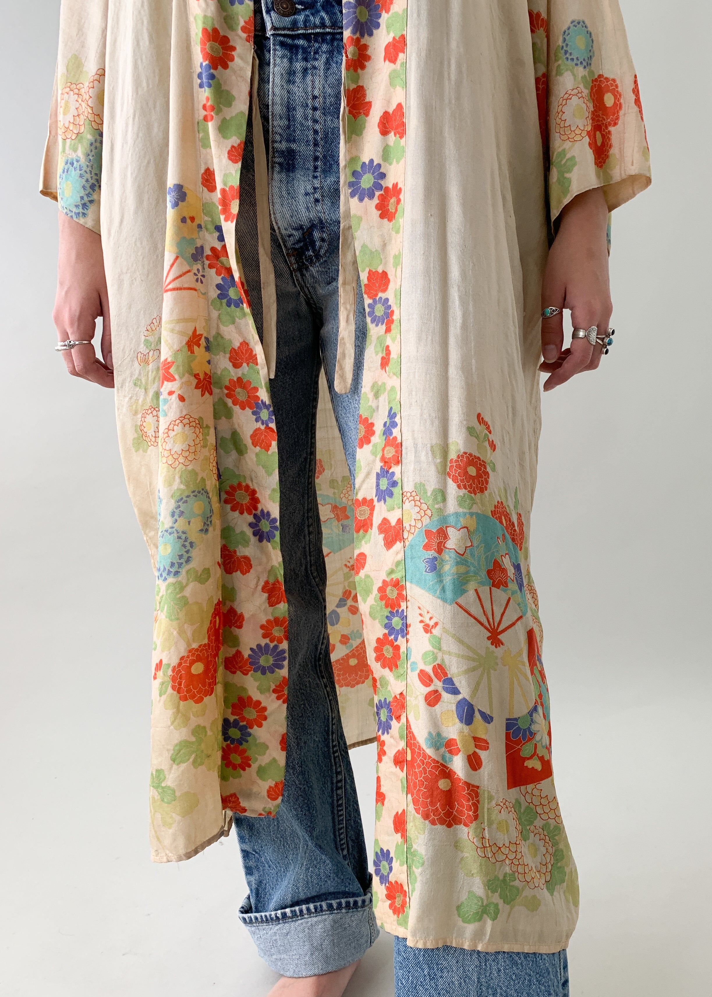 1920s Pongee Silk Asian Robe