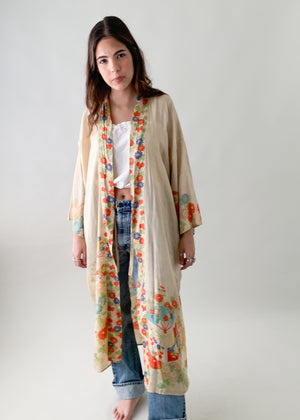 1920s Pongee Silk Asian Robe
