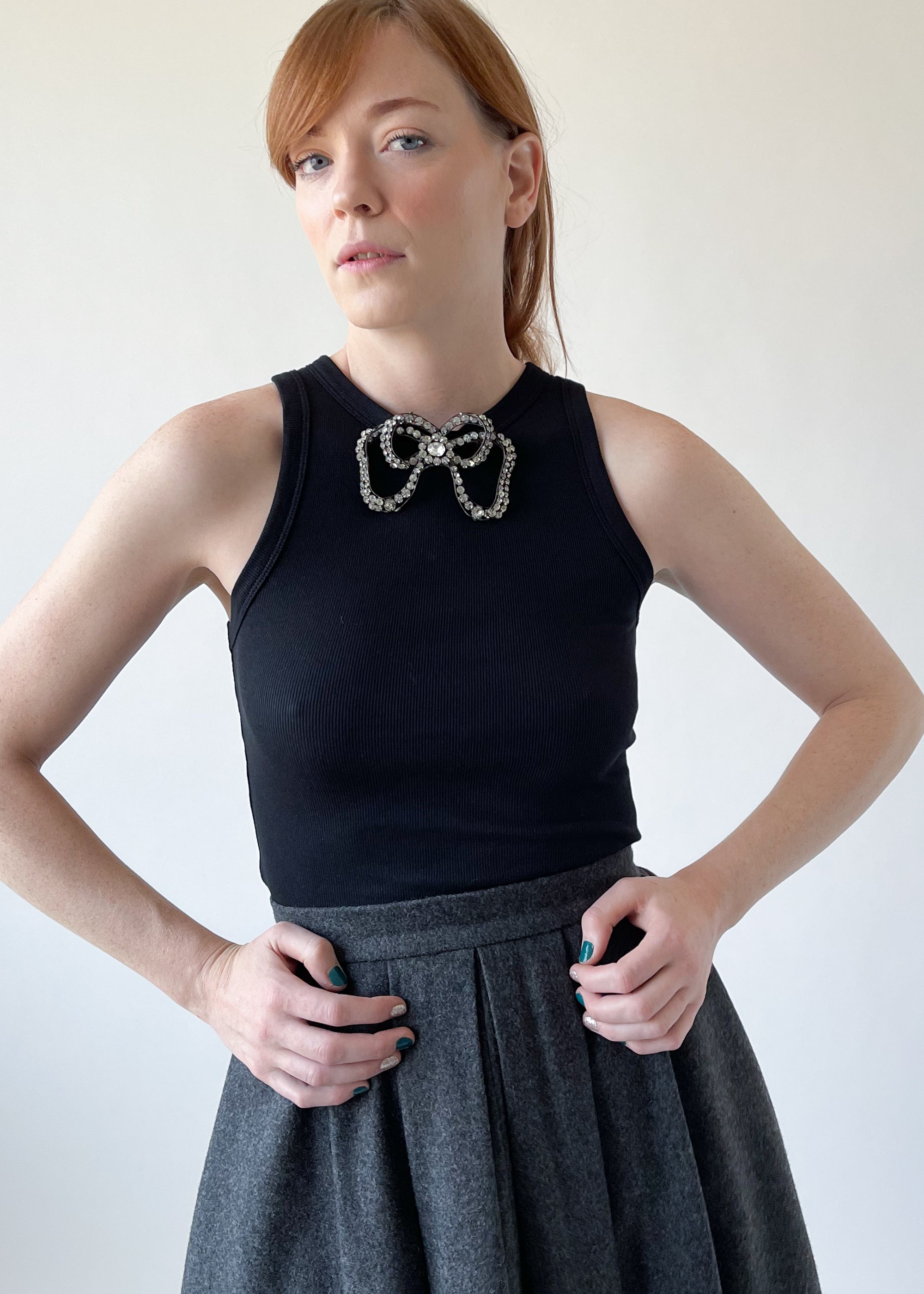 Vintage 1930s Huge Rhinestone Bow Brooch