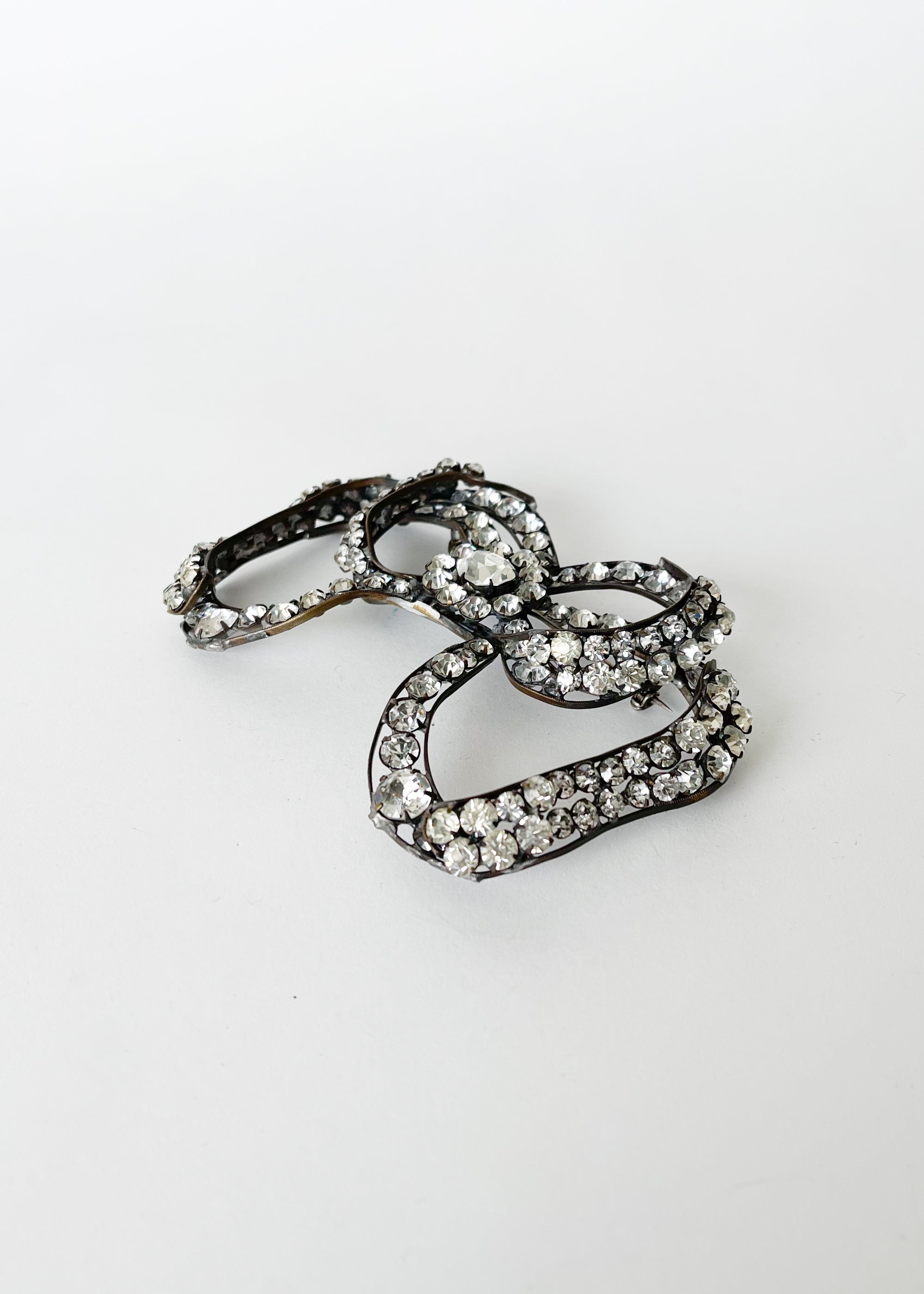 Vintage 1930s Huge Rhinestone Bow Brooch