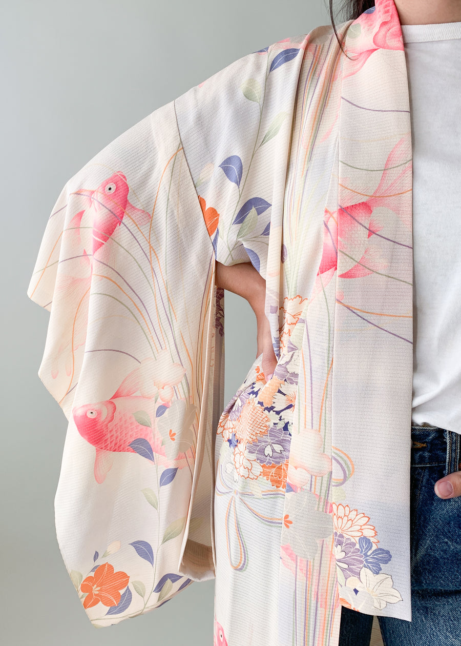 Vintage 1930s Silk Kimono with Koi