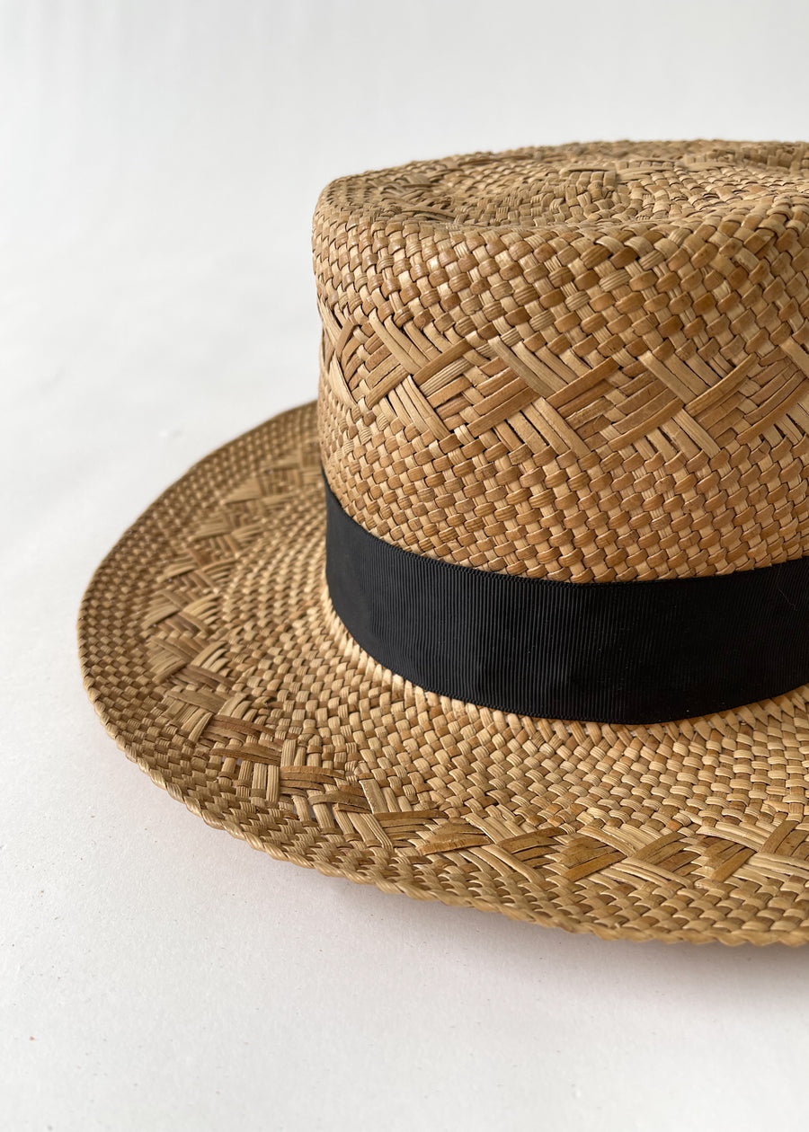 Vintage 1930s Stetson Straw Boater Hat