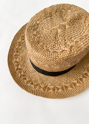 Vintage 1930s Stetson Straw Boater Hat