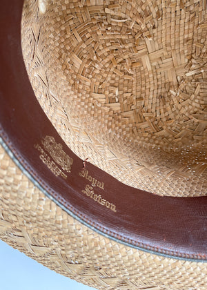 Vintage 1930s Stetson Straw Boater Hat