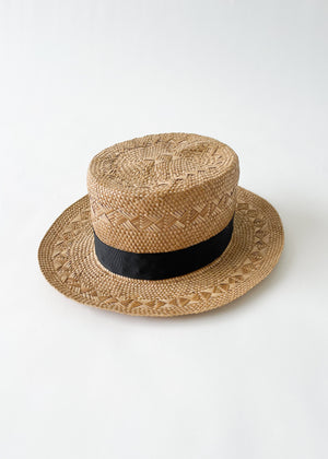 Vintage 1930s Stetson Straw Boater Hat