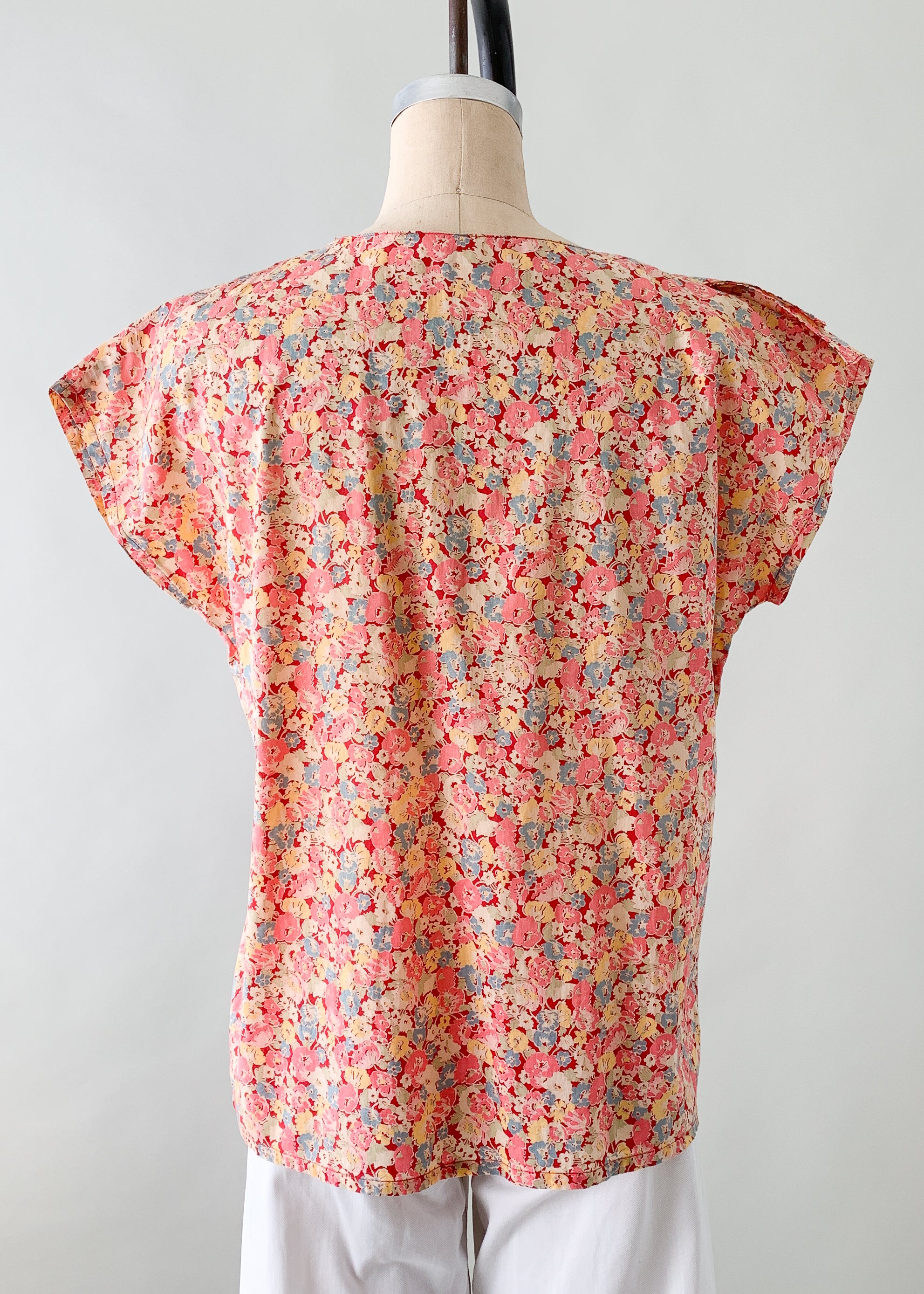 Vintage 1930s Feedsack Cotton Ruffle Top