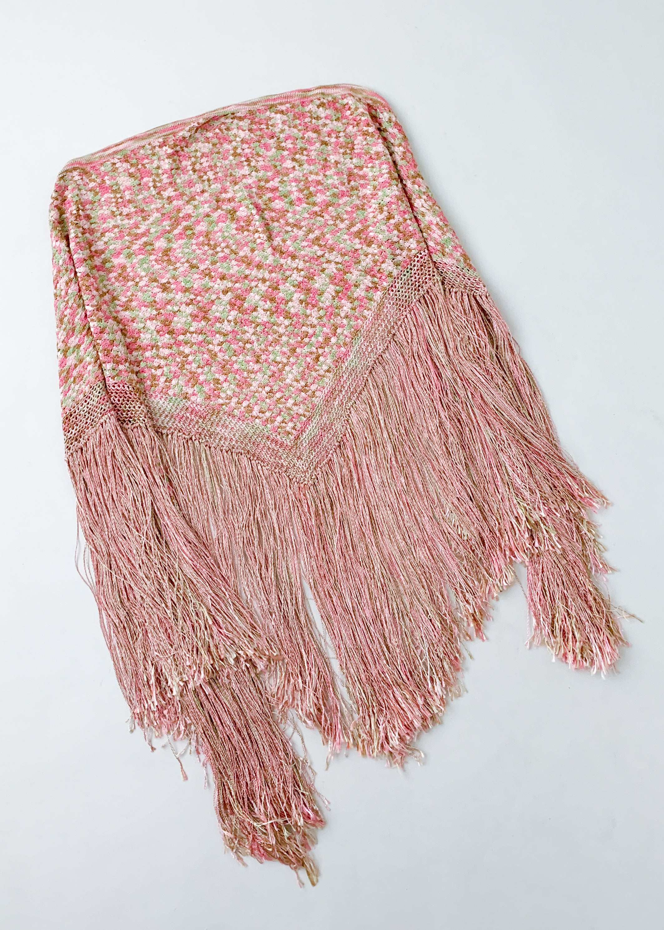 Vintage 1920s Fringed Knit Shawl