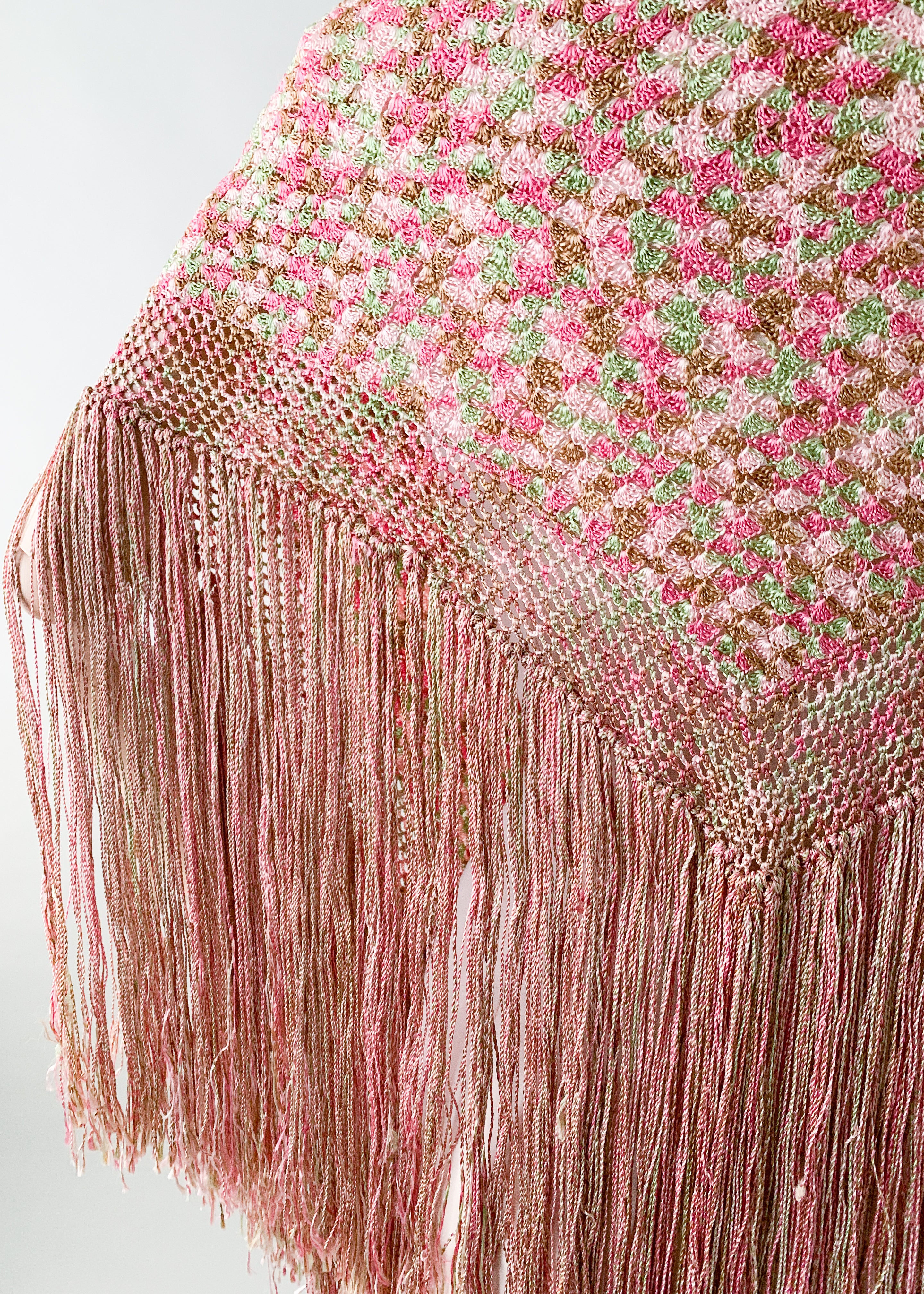 Vintage 1920s Fringed Knit Shawl
