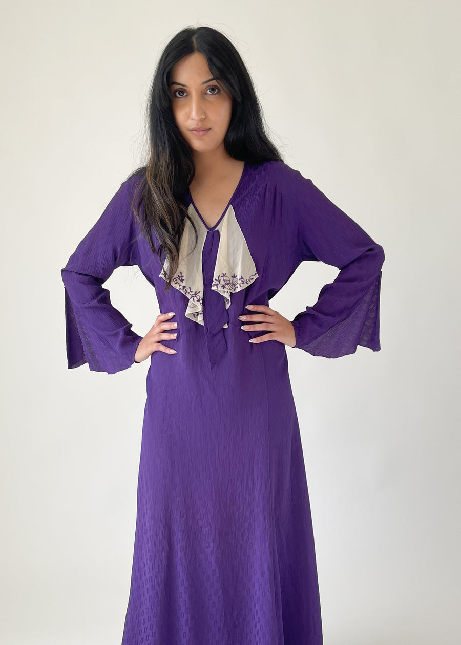 Vintage 1930s Purple Silk Dress