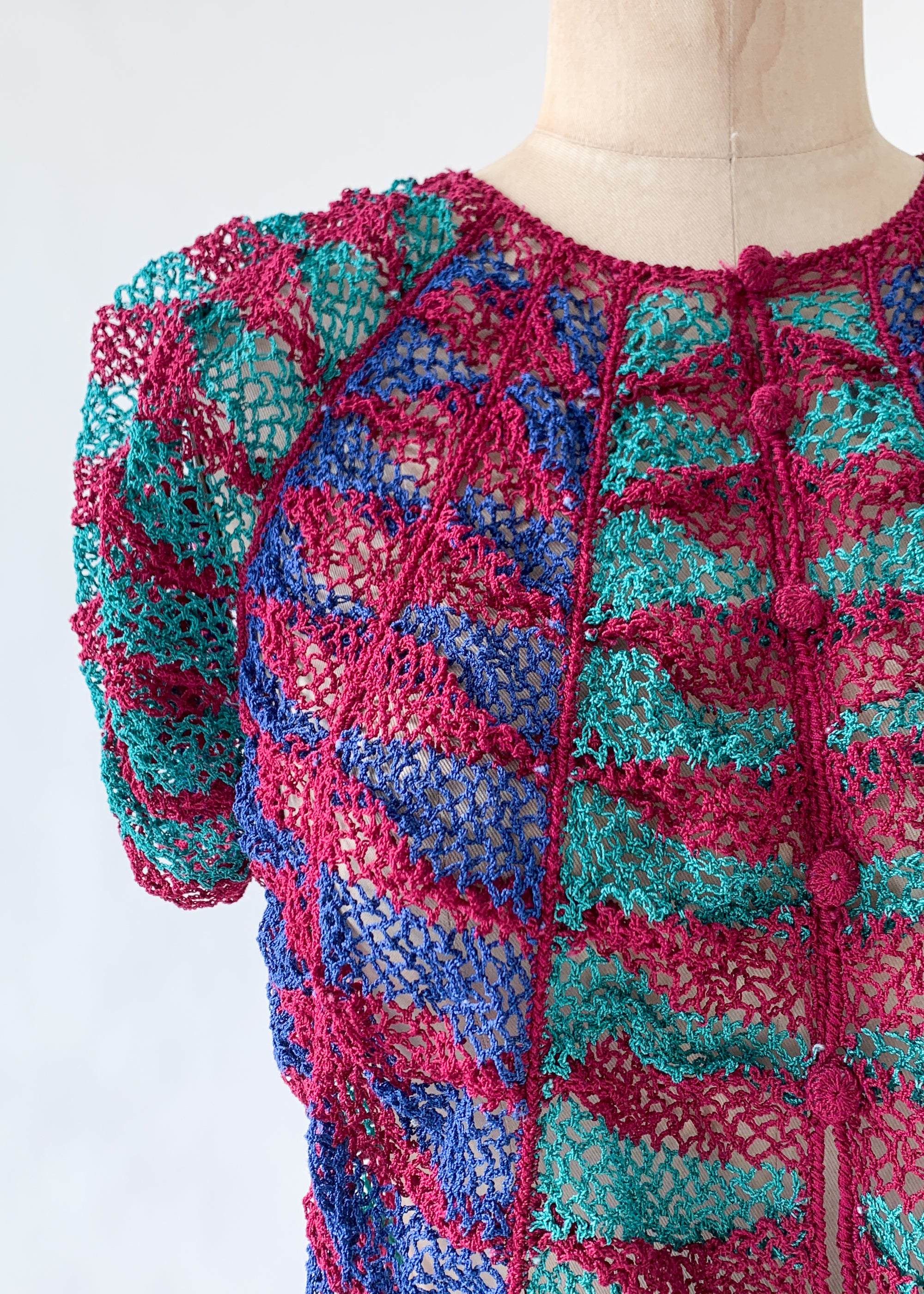 Vintage 1930s Knit Scalloped Cardigan Top