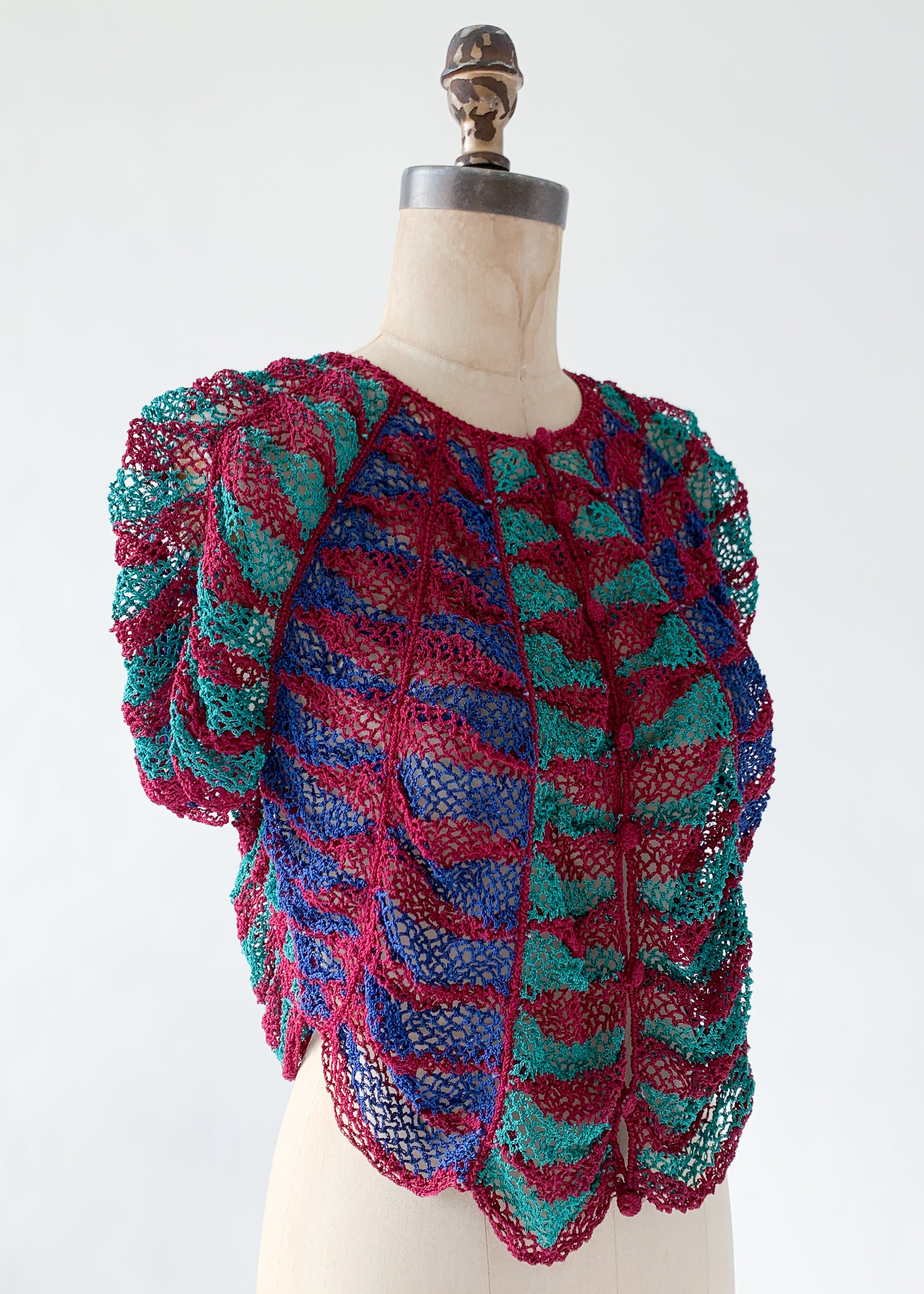 Vintage 1930s Knit Scalloped Cardigan Top