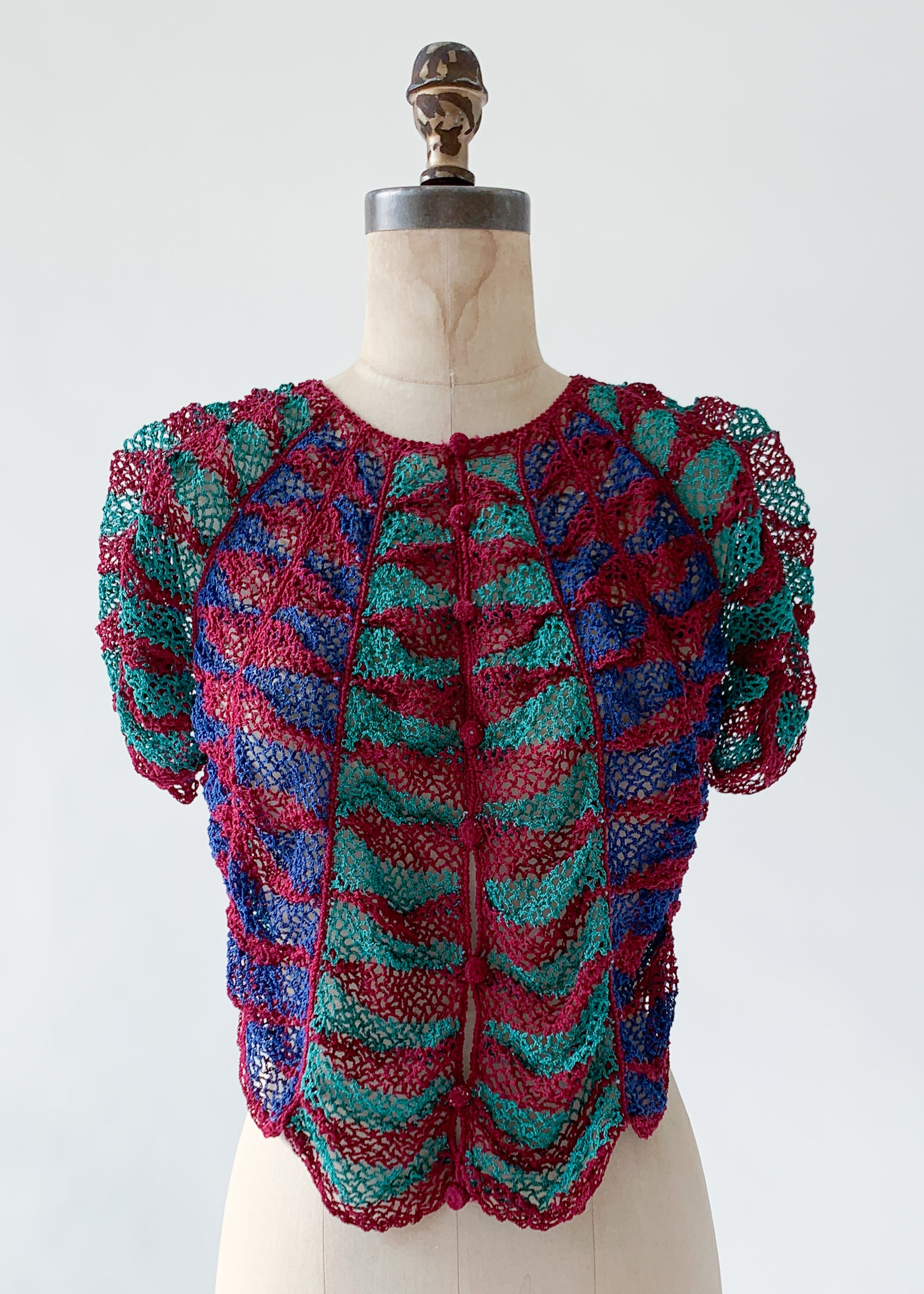 Vintage 1930s Knit Scalloped Cardigan Top