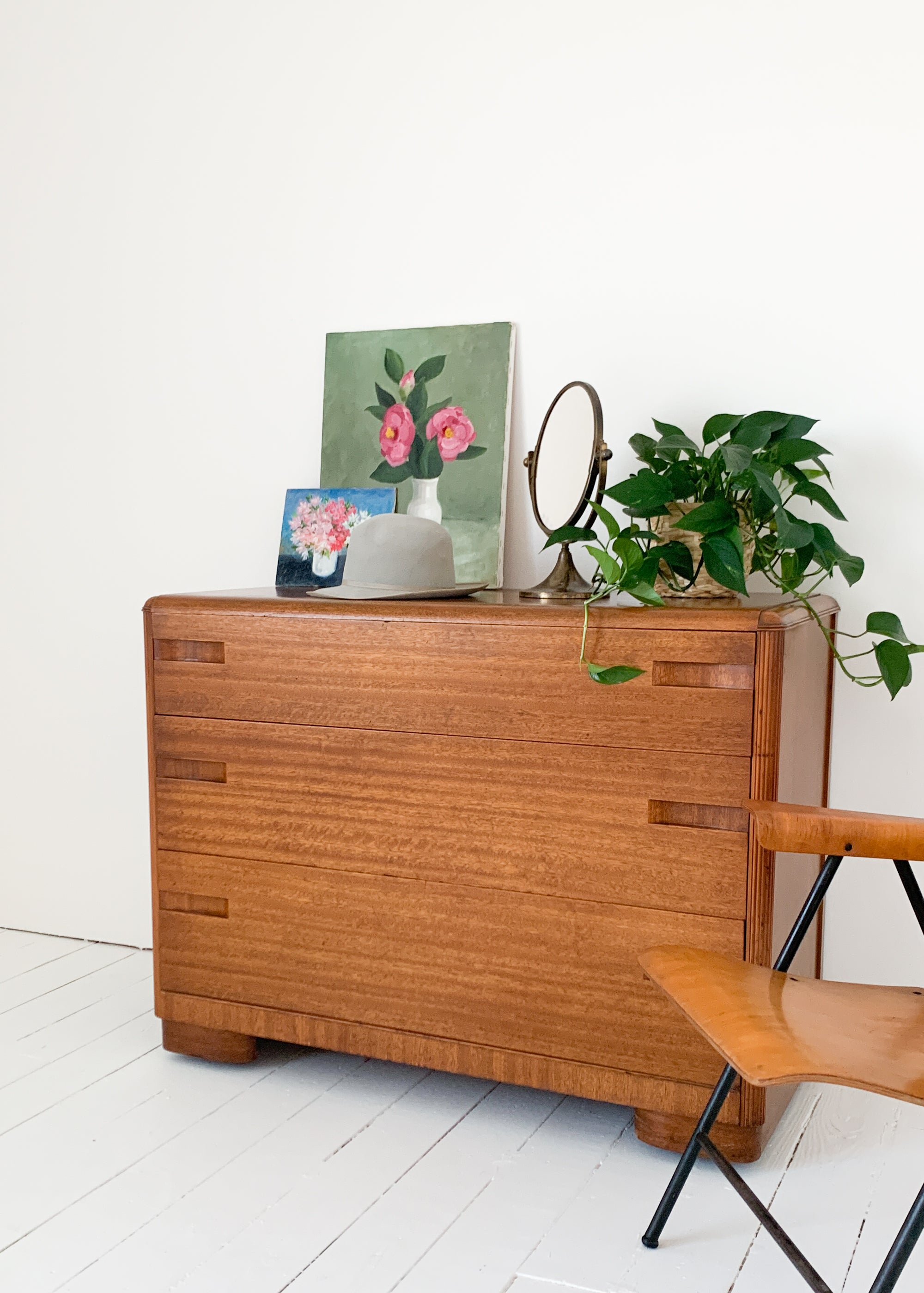 Vintage 1940s Art Deco Mahogany Dresser