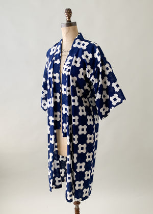 Vintage Late 1940s Japanese Indigo Dyed Robe