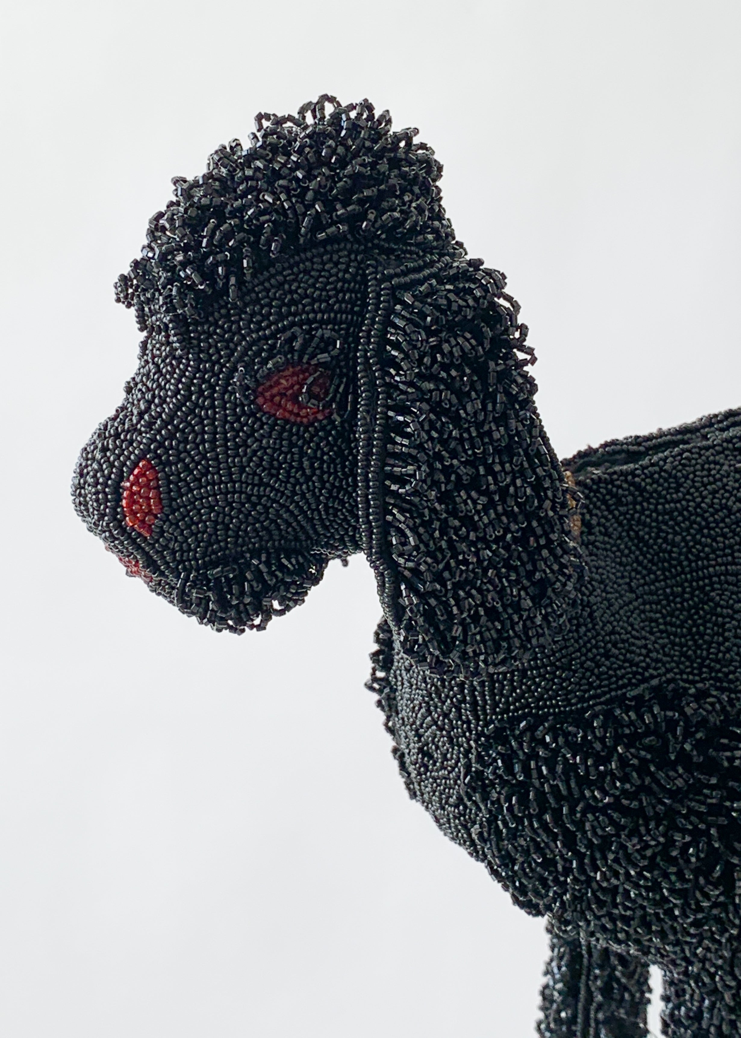 Vintage Late 1940s Beaded Dog Clutch Purse