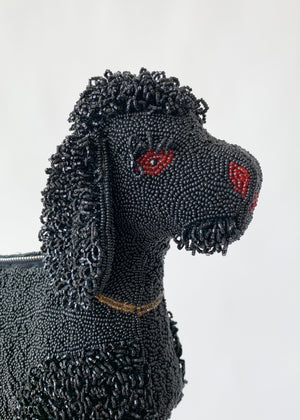 Vintage Late 1940s Beaded Dog Clutch Purse