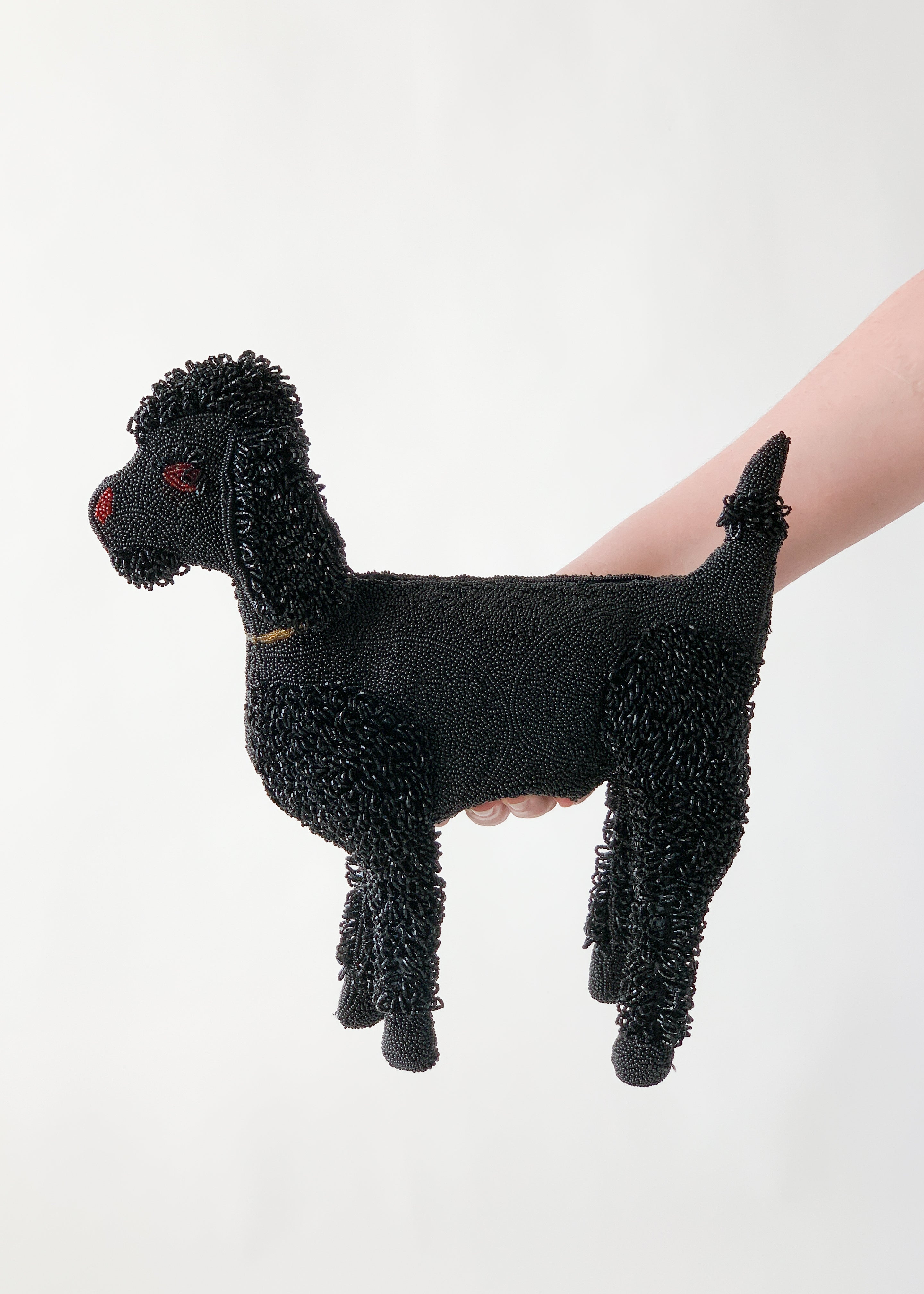 Vintage Late 1940s Beaded Dog Clutch Purse