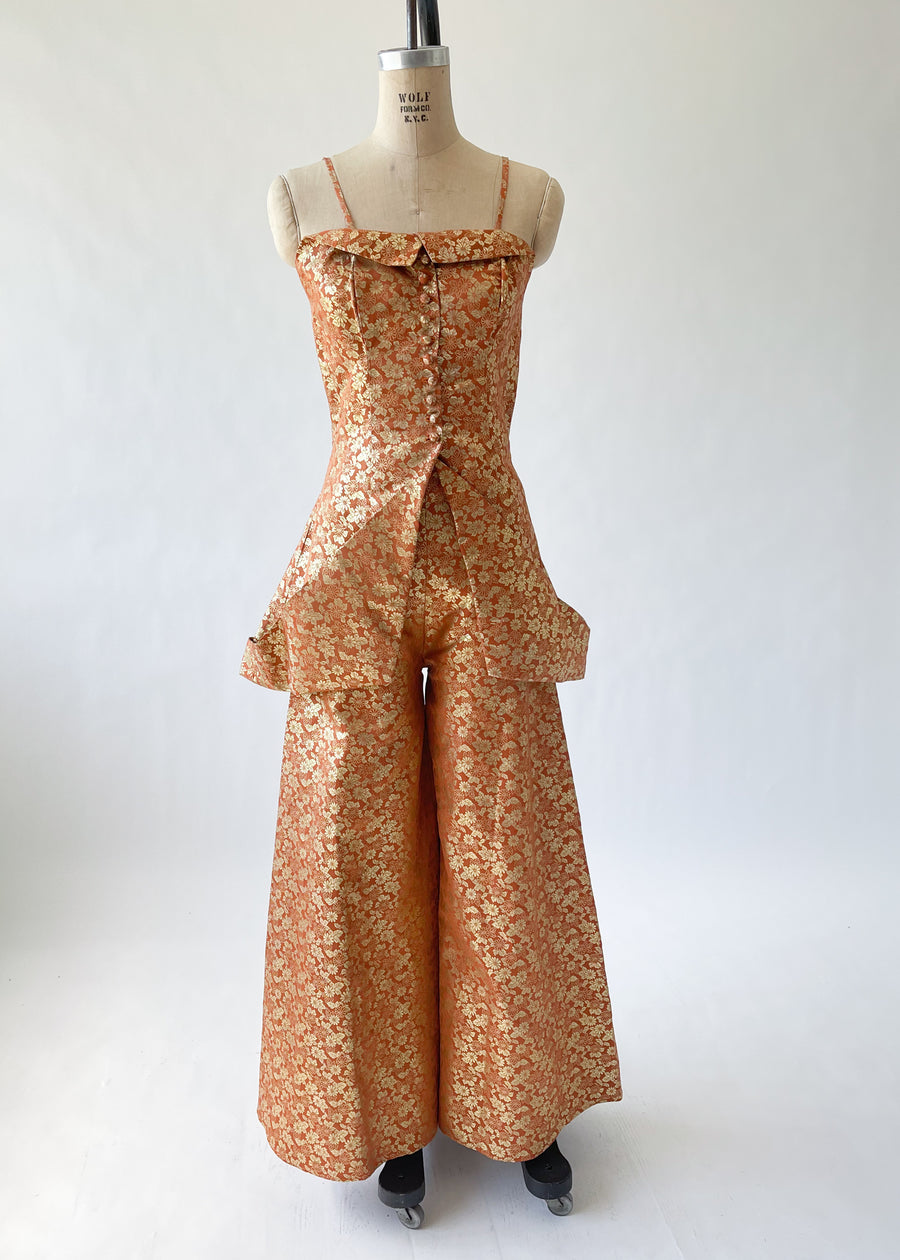Vintage 1940s Brocade Pant Suit