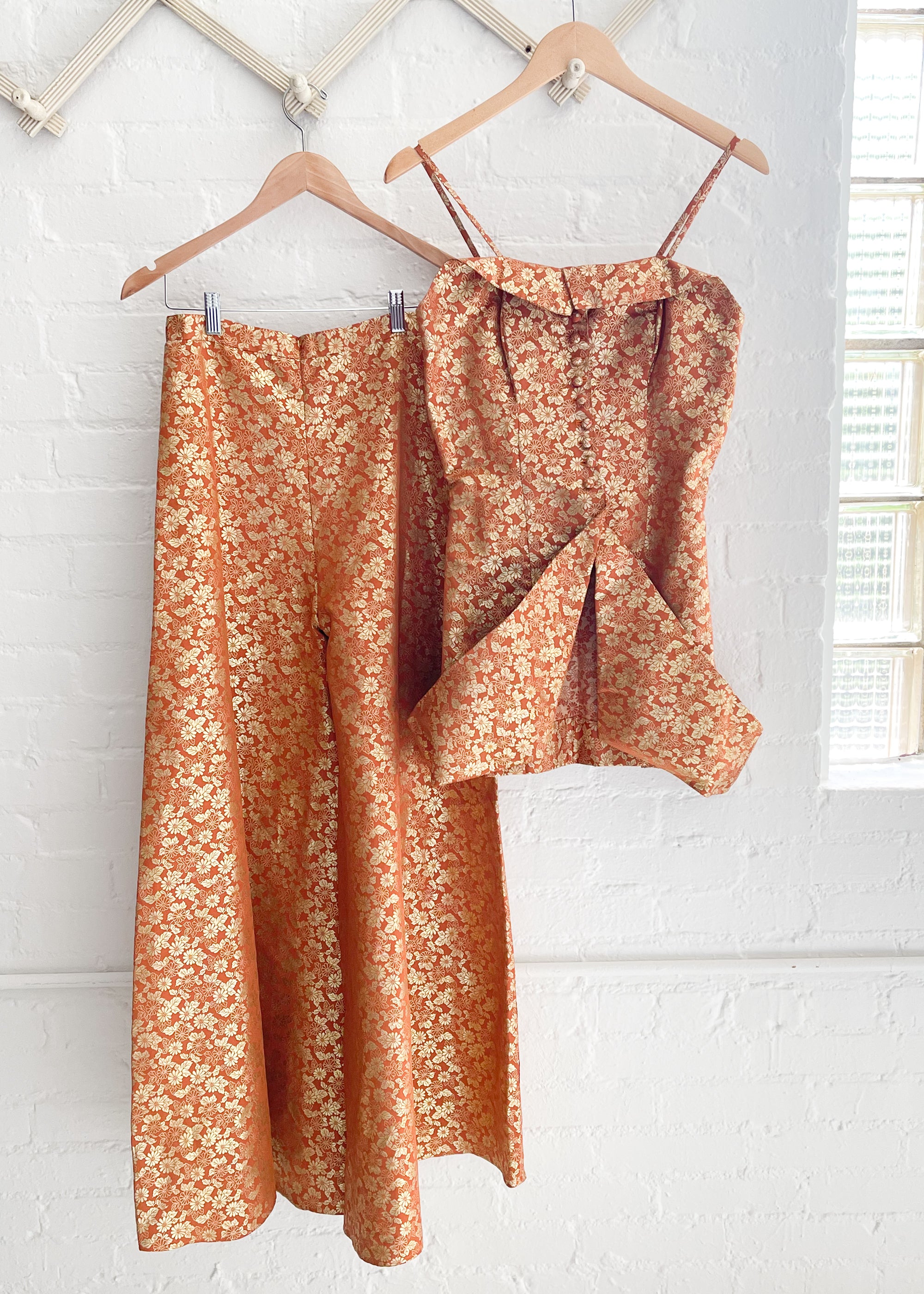 Vintage 1940s Brocade Pant Suit