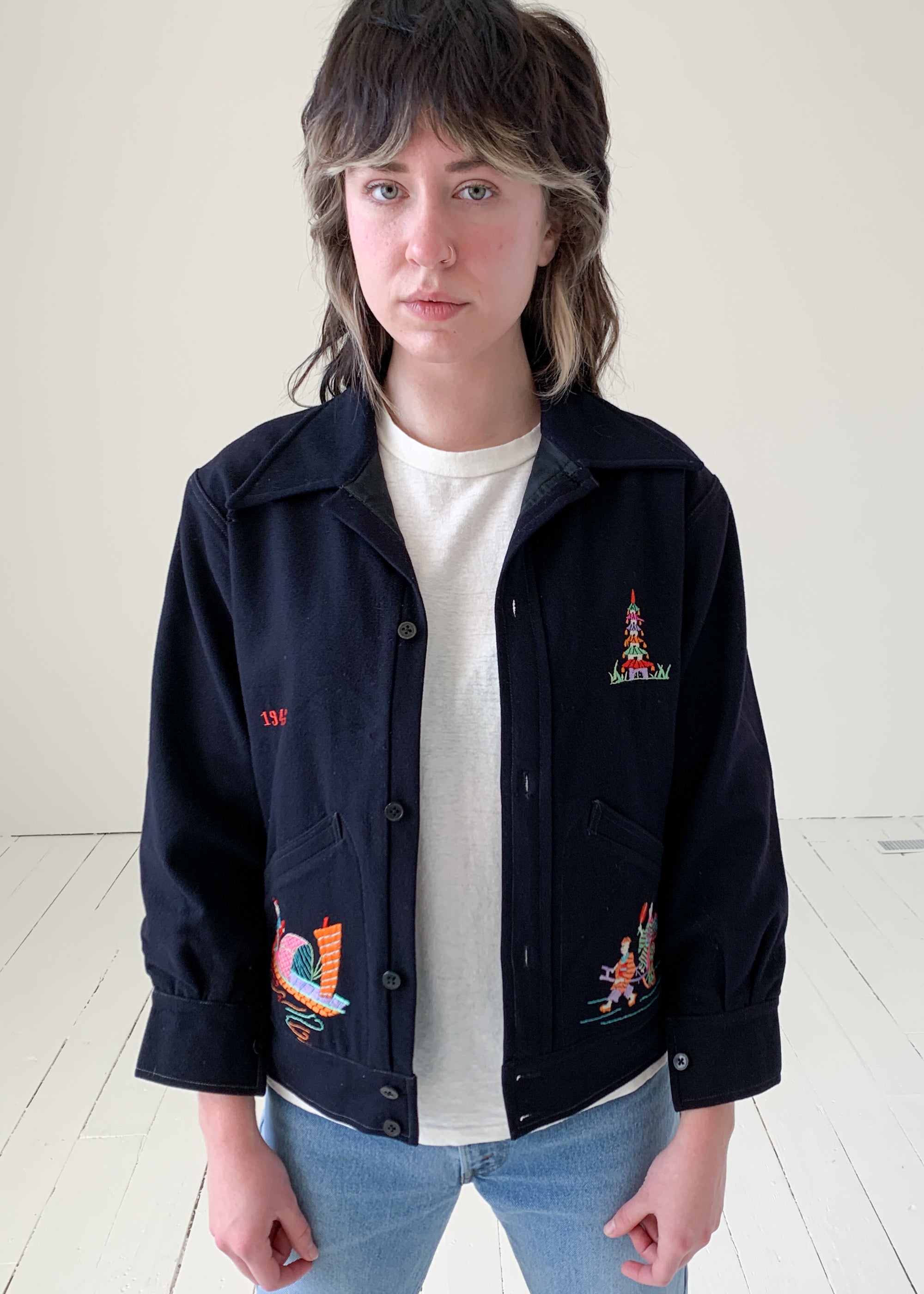 Vintage 1940s WWII Embroidered Souvenir Jacket