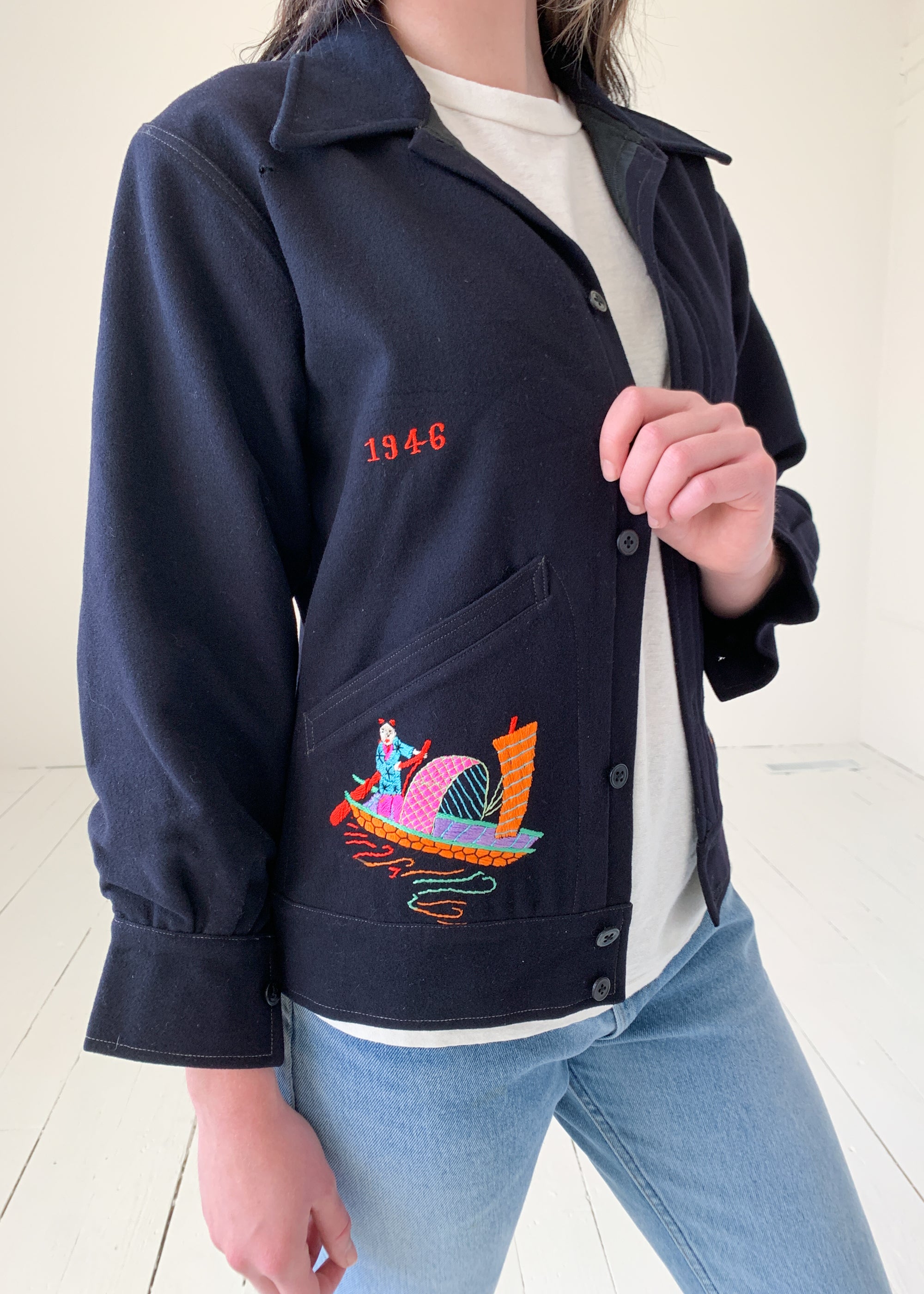Vintage 1940s WWII Embroidered Souvenir Jacket
