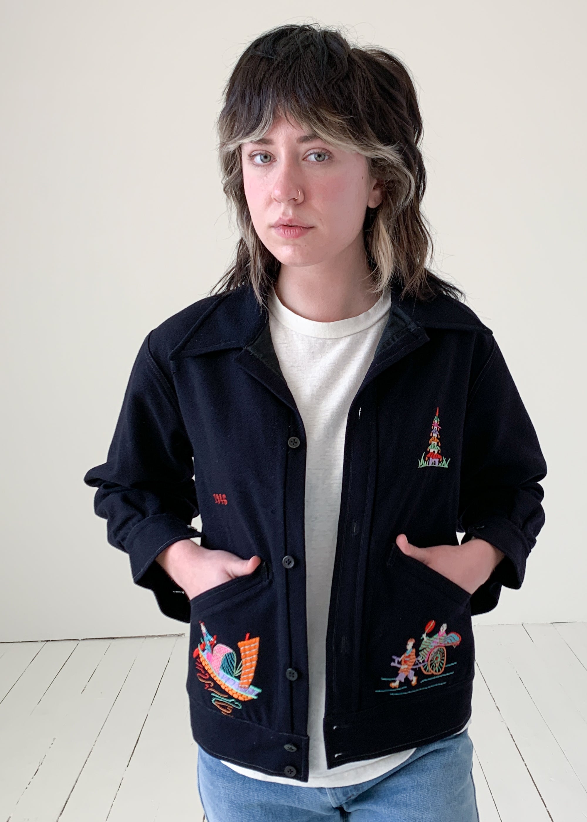 Vintage 1940s WWII Embroidered Souvenir Jacket