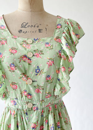 Vintage 1940s Floral Pinafore Dress