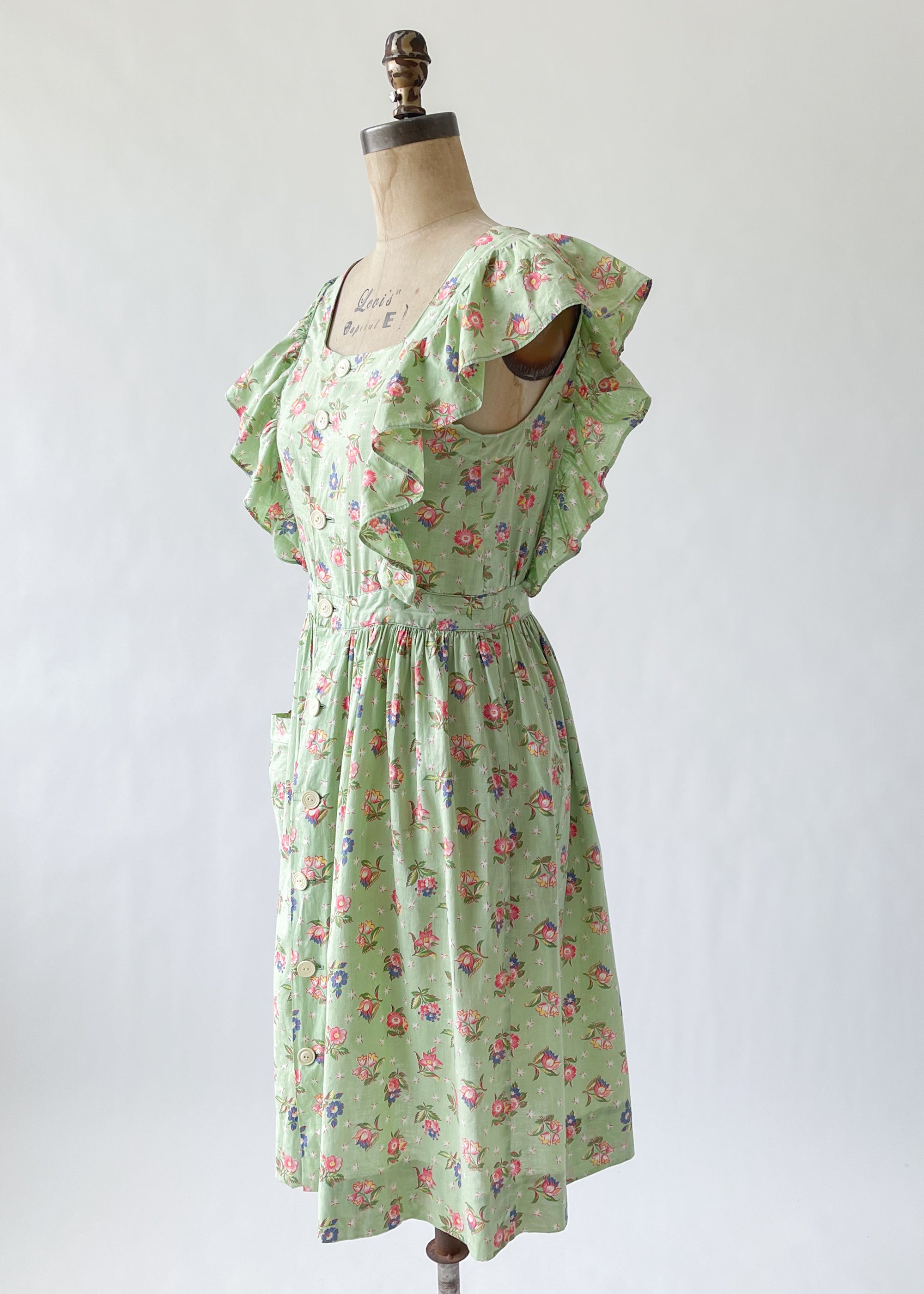 Vintage 1940s Floral Pinafore Dress