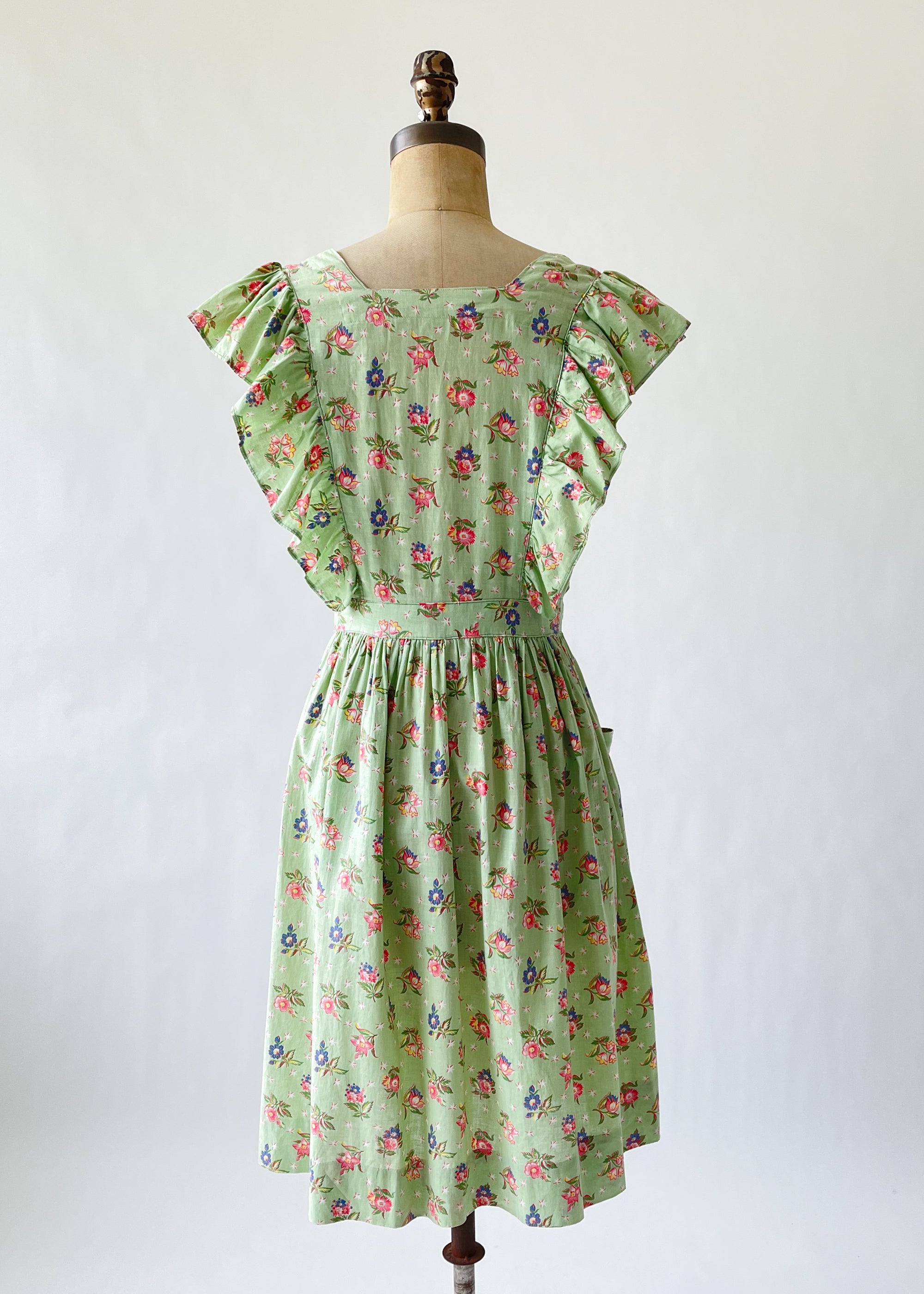 Vintage 1940s Floral Pinafore Dress
