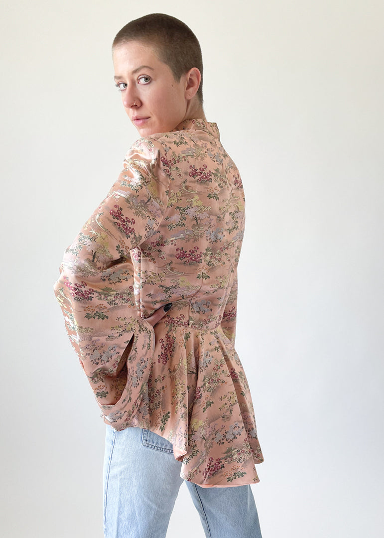 Vintage 1950s Pink Satin Asian Jacket