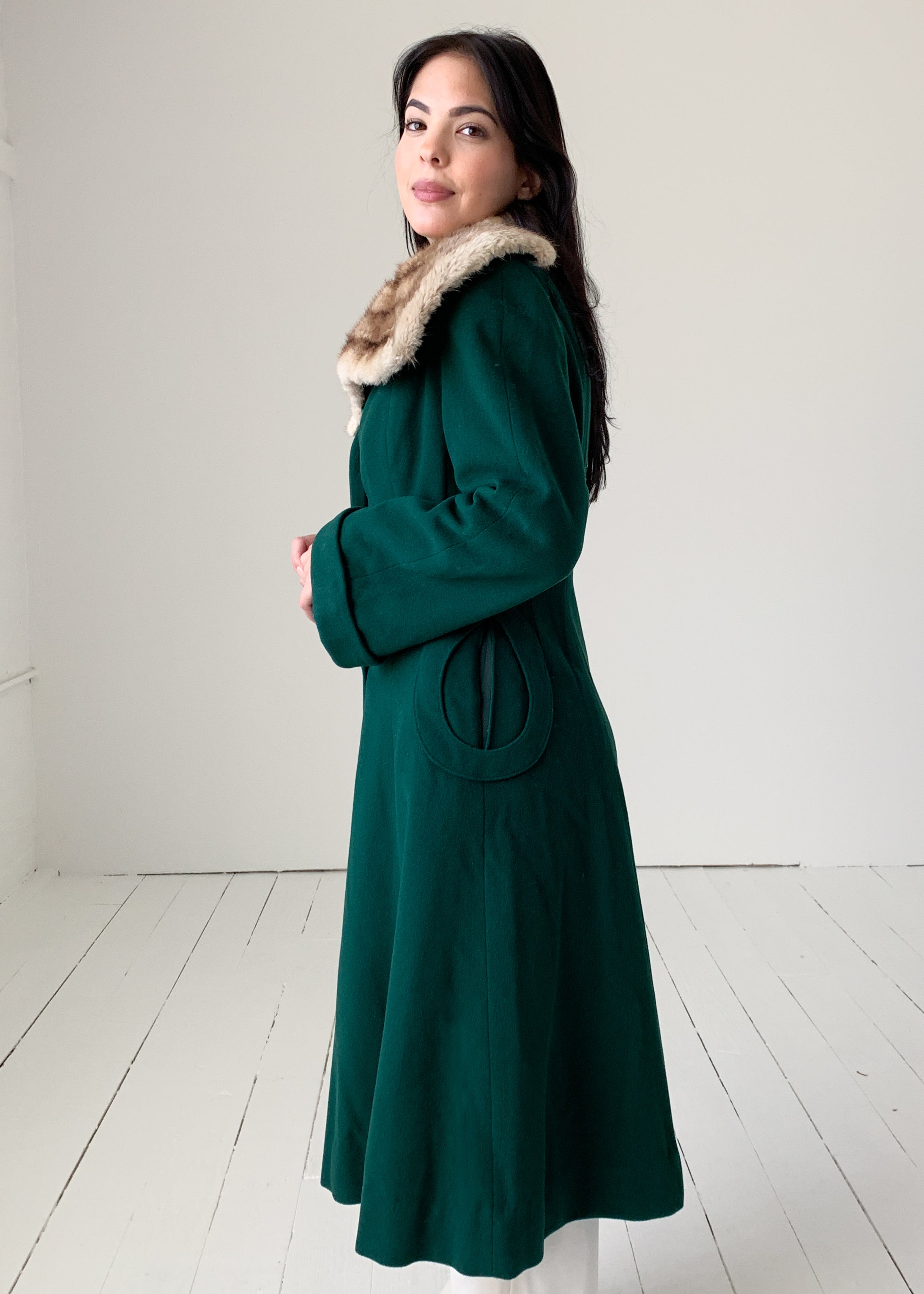 Vintage 1940s Green Wool Princess Coat