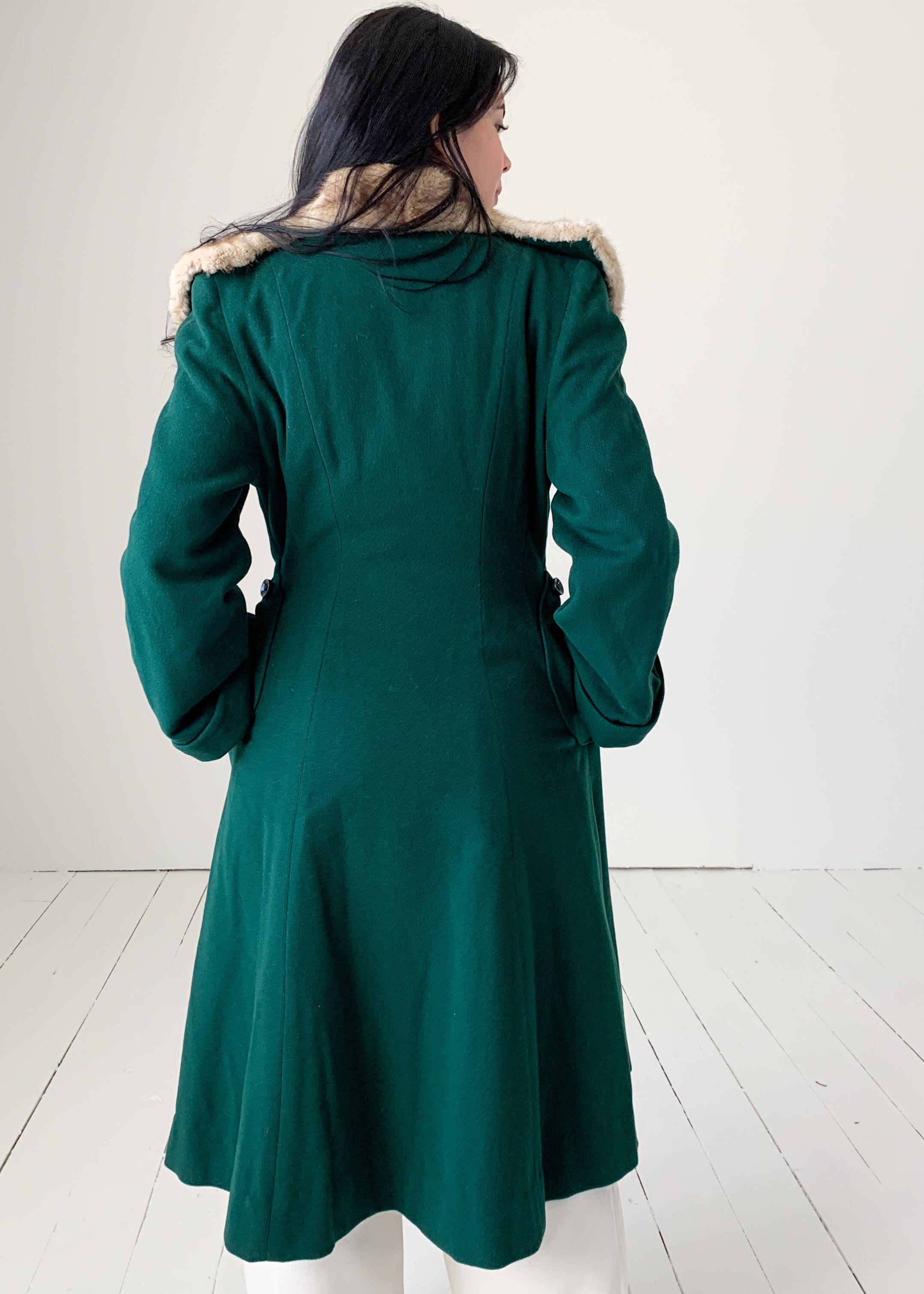 Vintage 1940s Green Wool Princess Coat