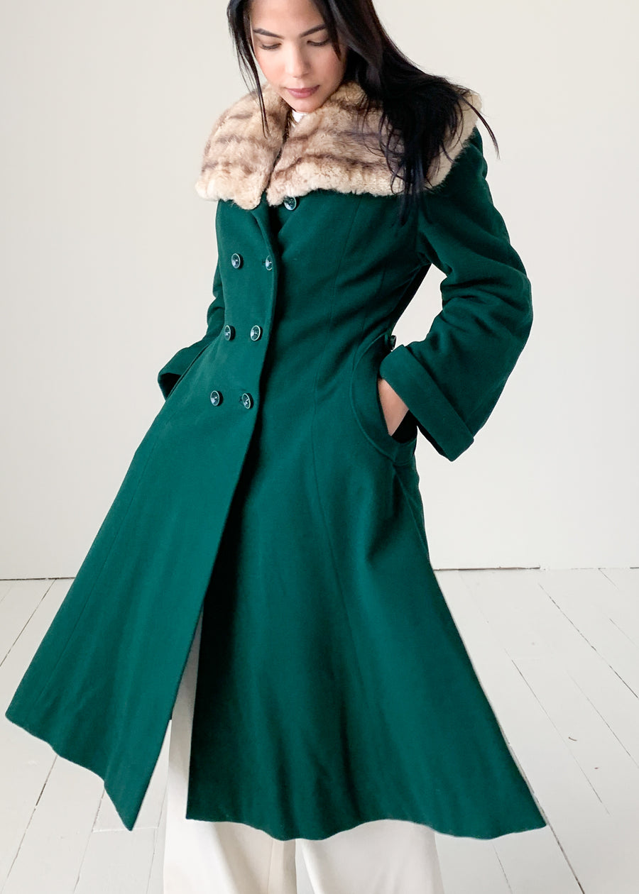 Vintage 1940s Green Wool Princess Coat