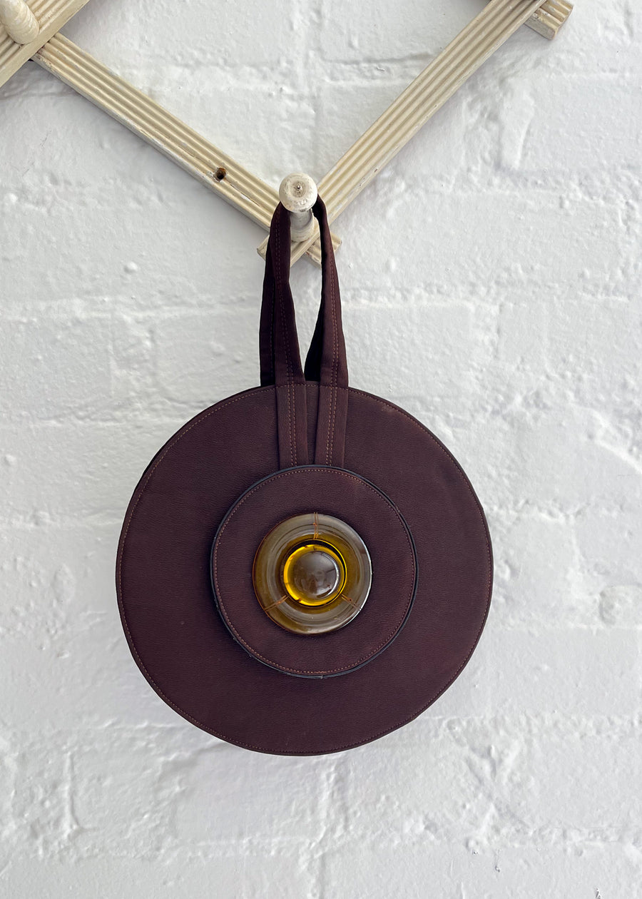 Vintage 1930s Round Purse with Bakelite Accent