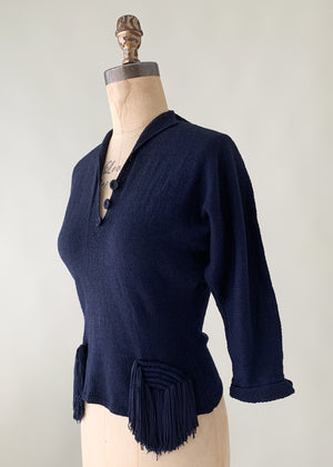 Vintage 1940s Sweater with Tassels